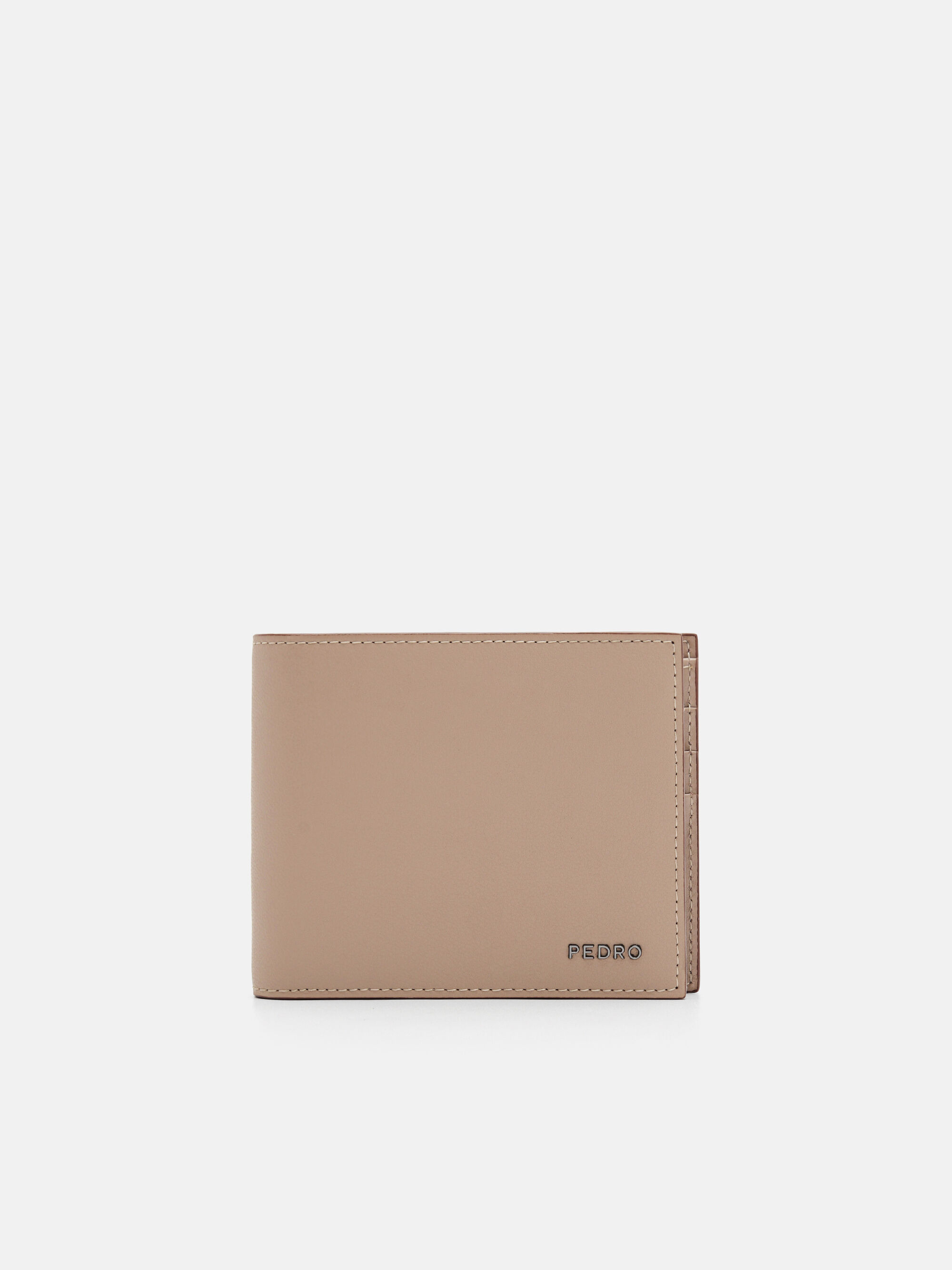 Leather Bi-Fold Flip Wallet, Taupe