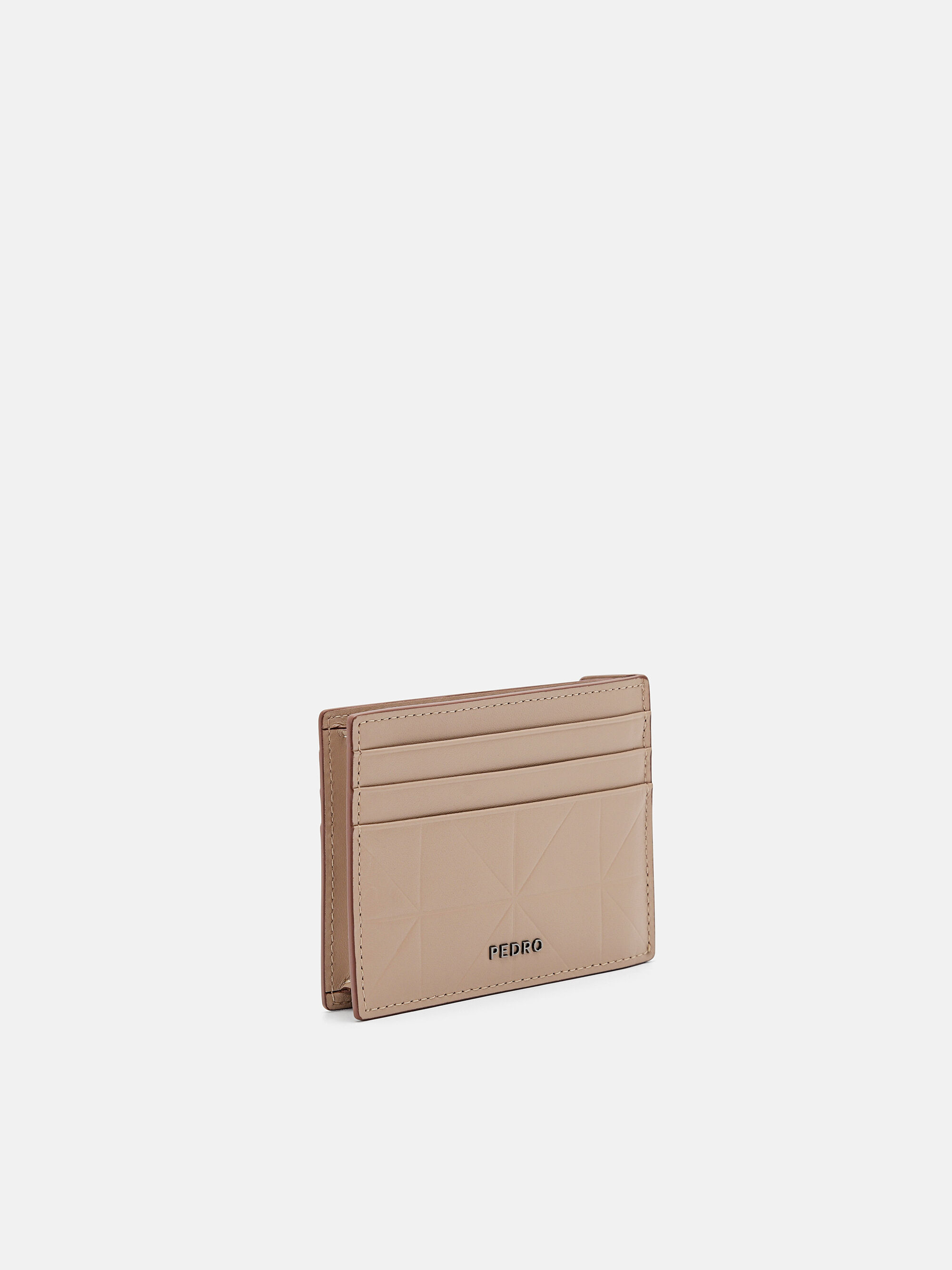 Taper Leather Card Holder in Pixel, Taupe