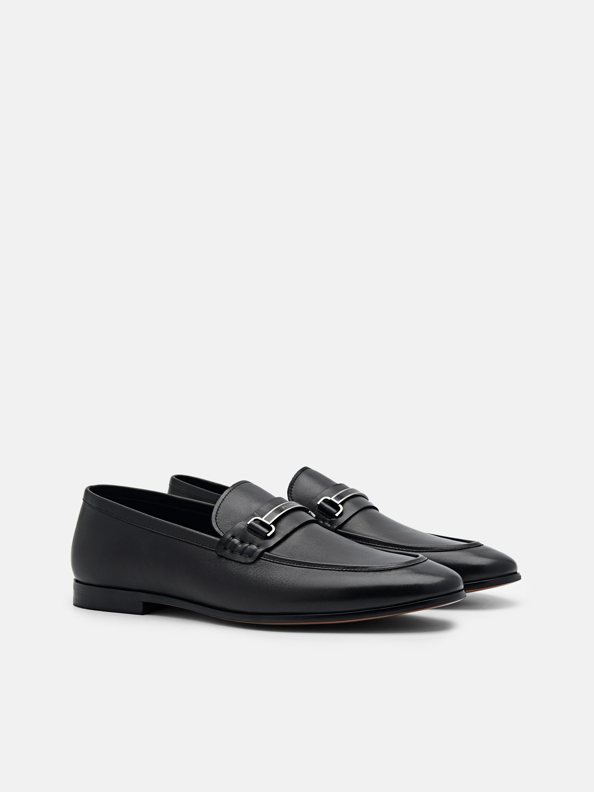 Steven Leather Loafers, Black