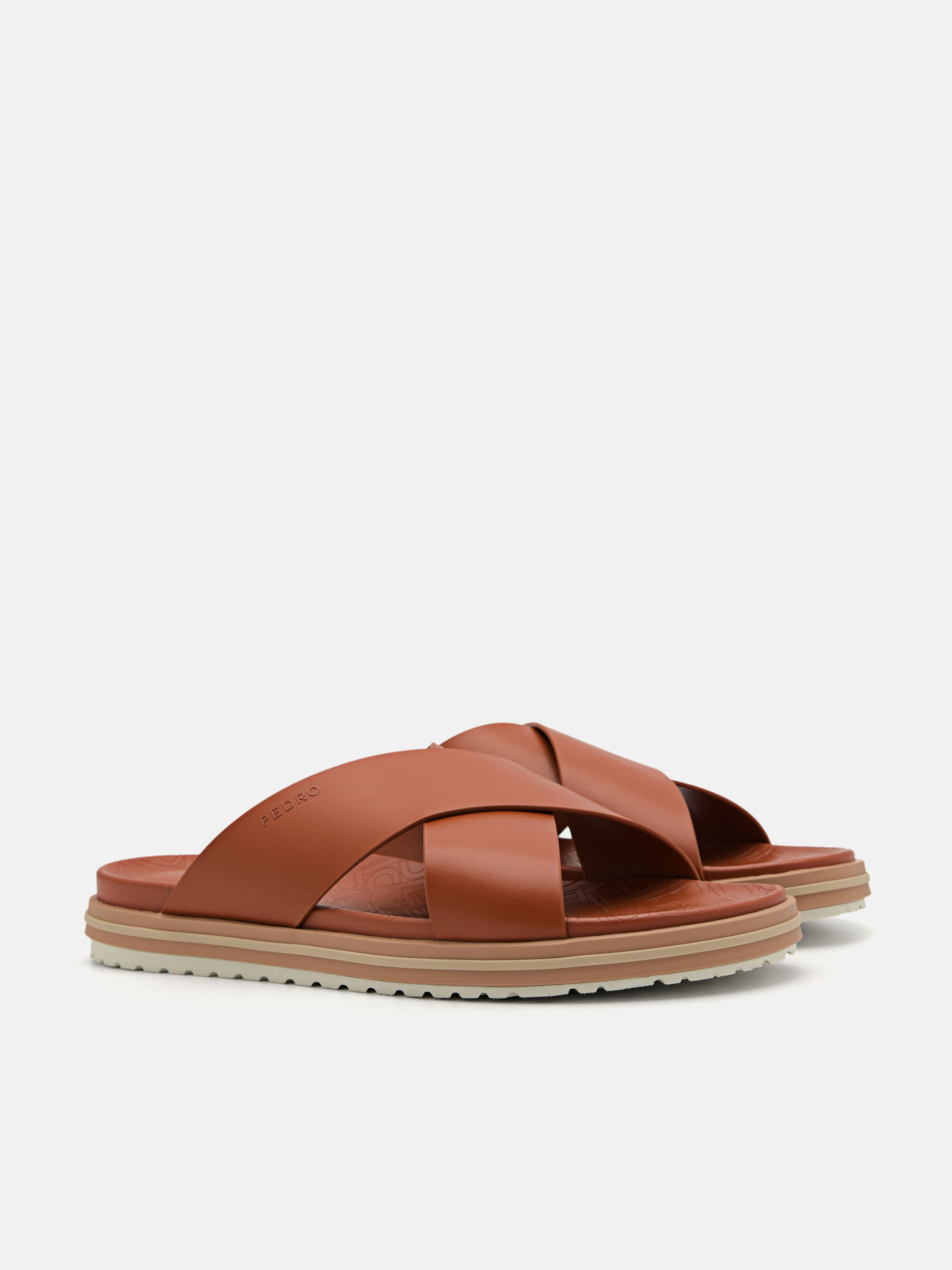 PEDRO Icon Cross Strap Sandals, Cognac