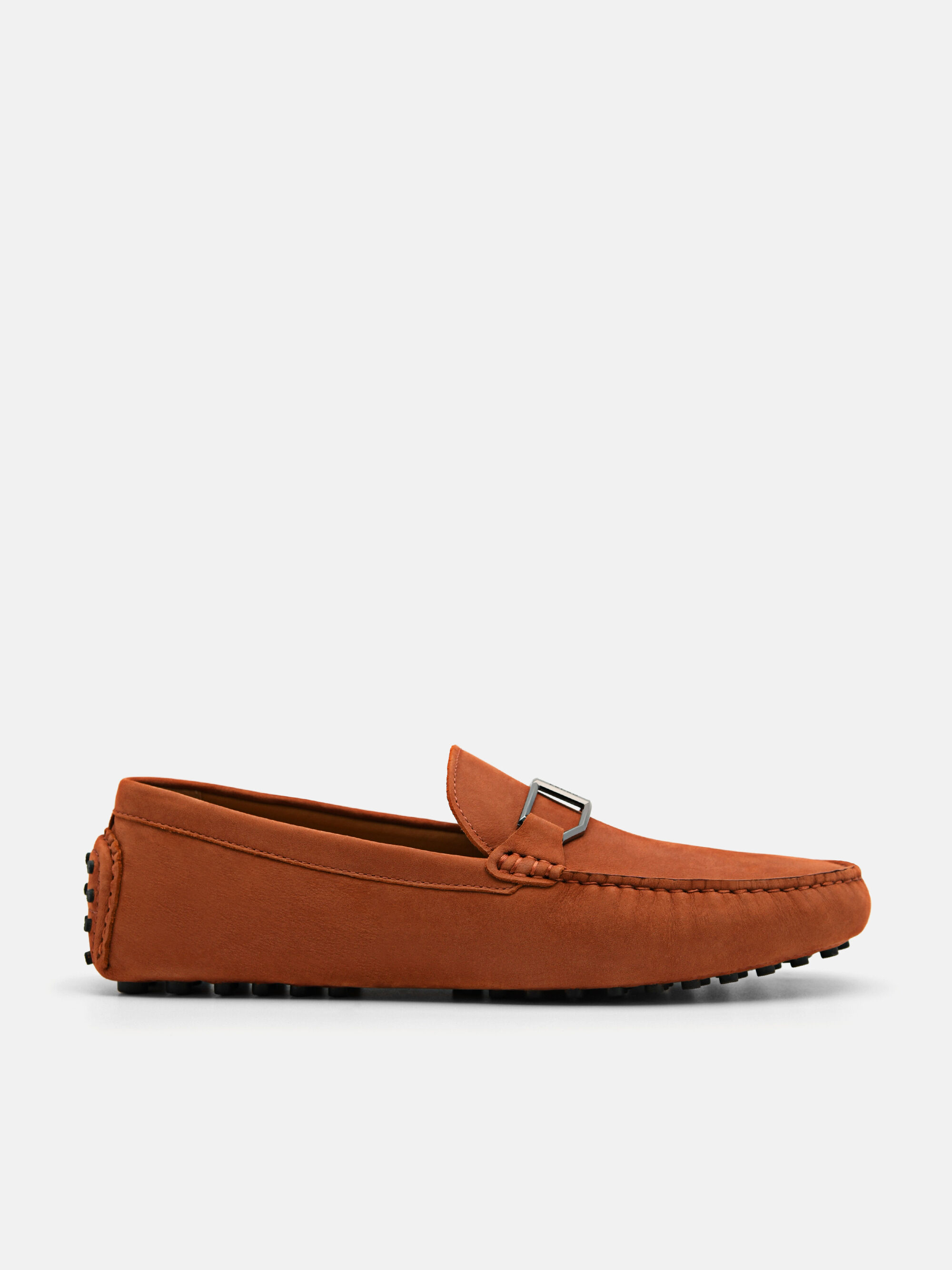 Leather Buckle Driving Shoes, Cognac