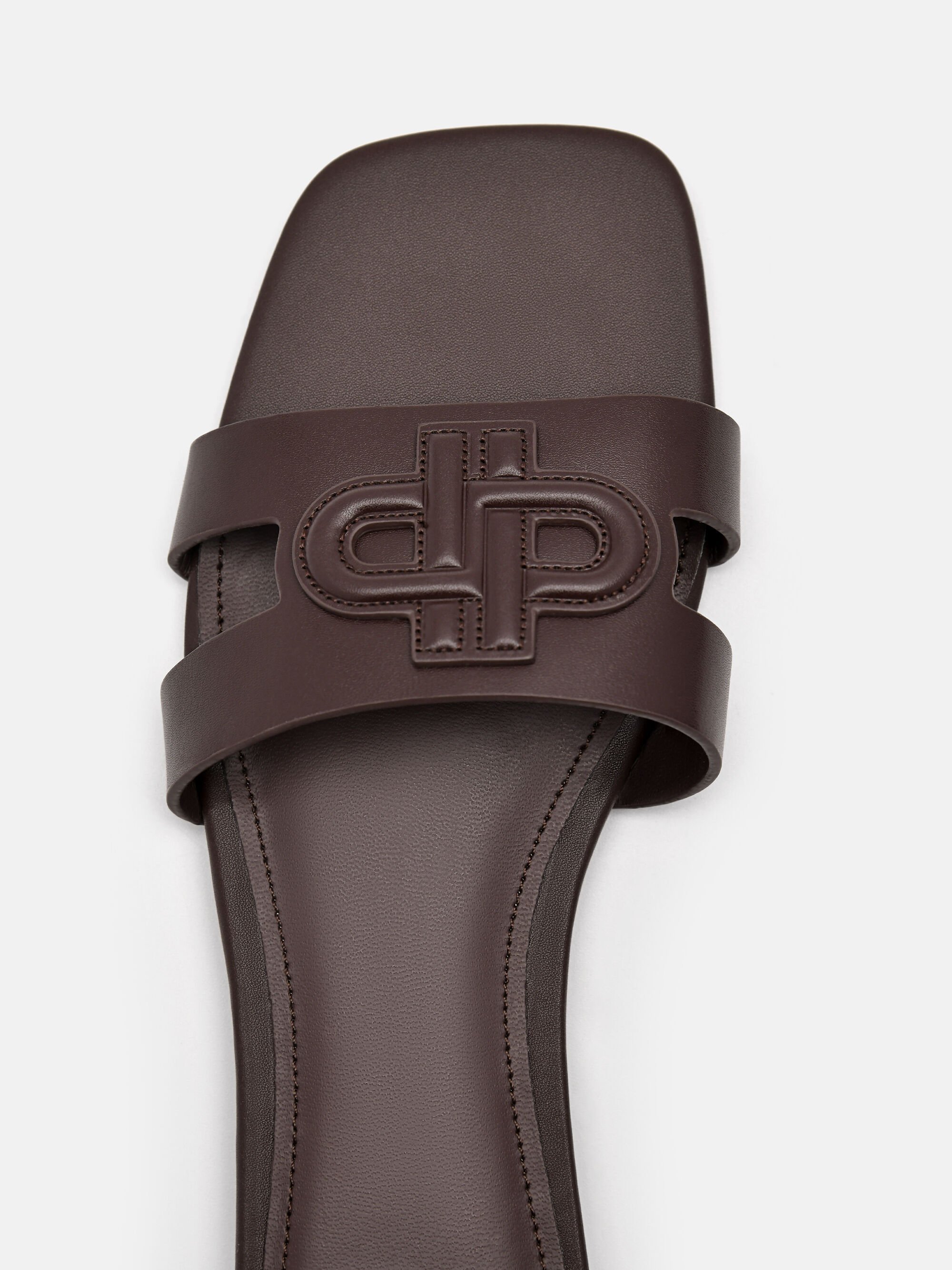 PEDRO Icon Leather Slip-On Sandals, Dark Brown