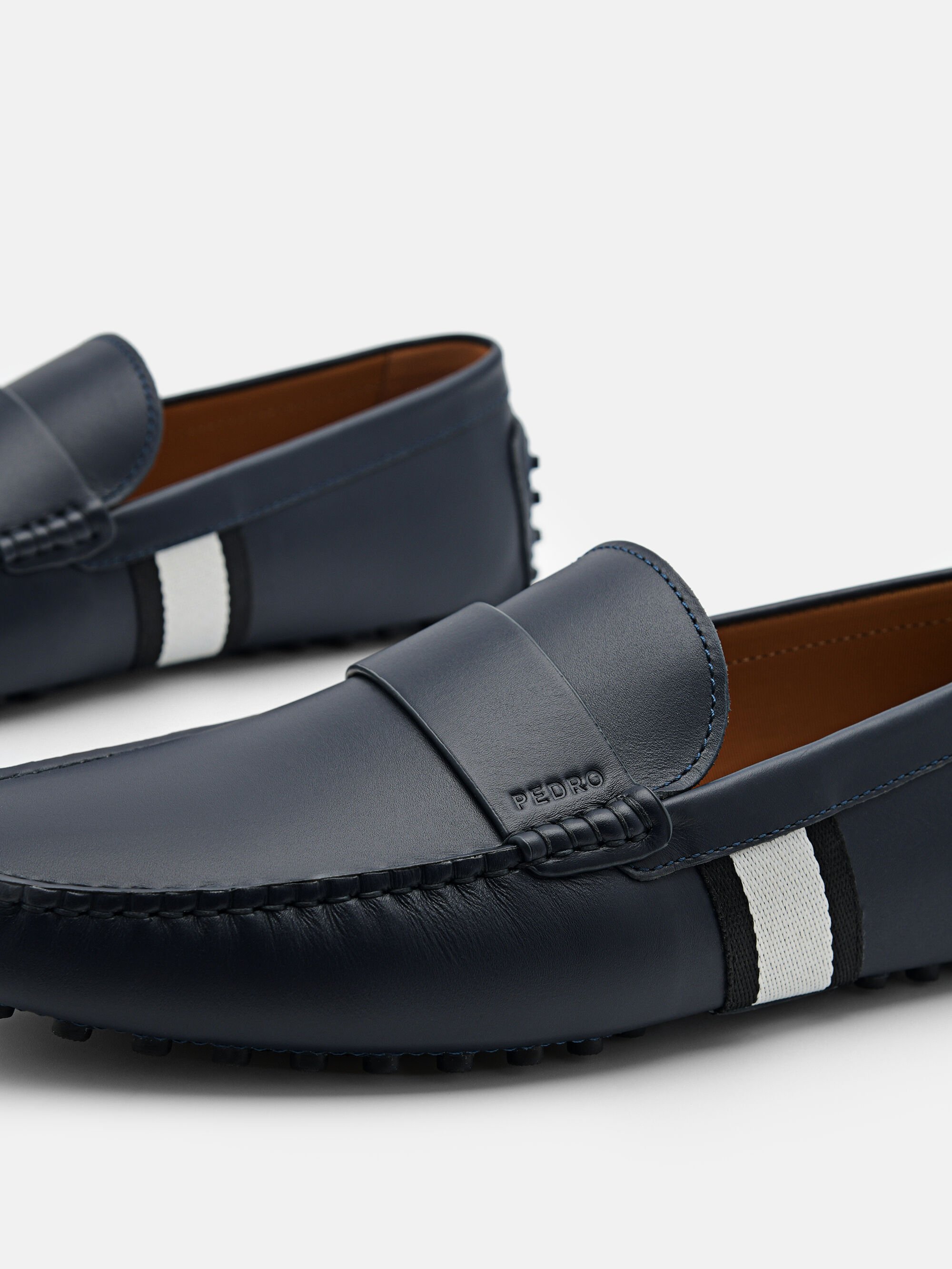 Leather Band Driving Shoes, Navy