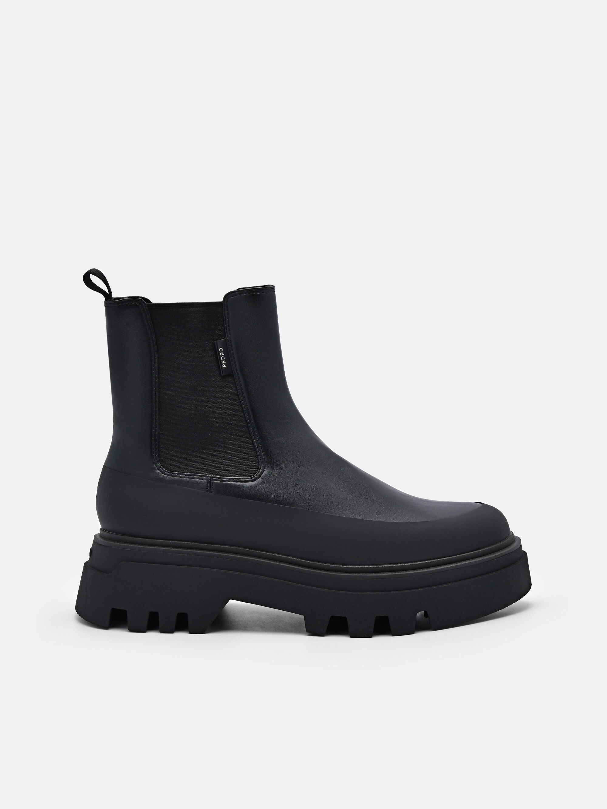 Chunky Slip-On Ankle Boots, Black