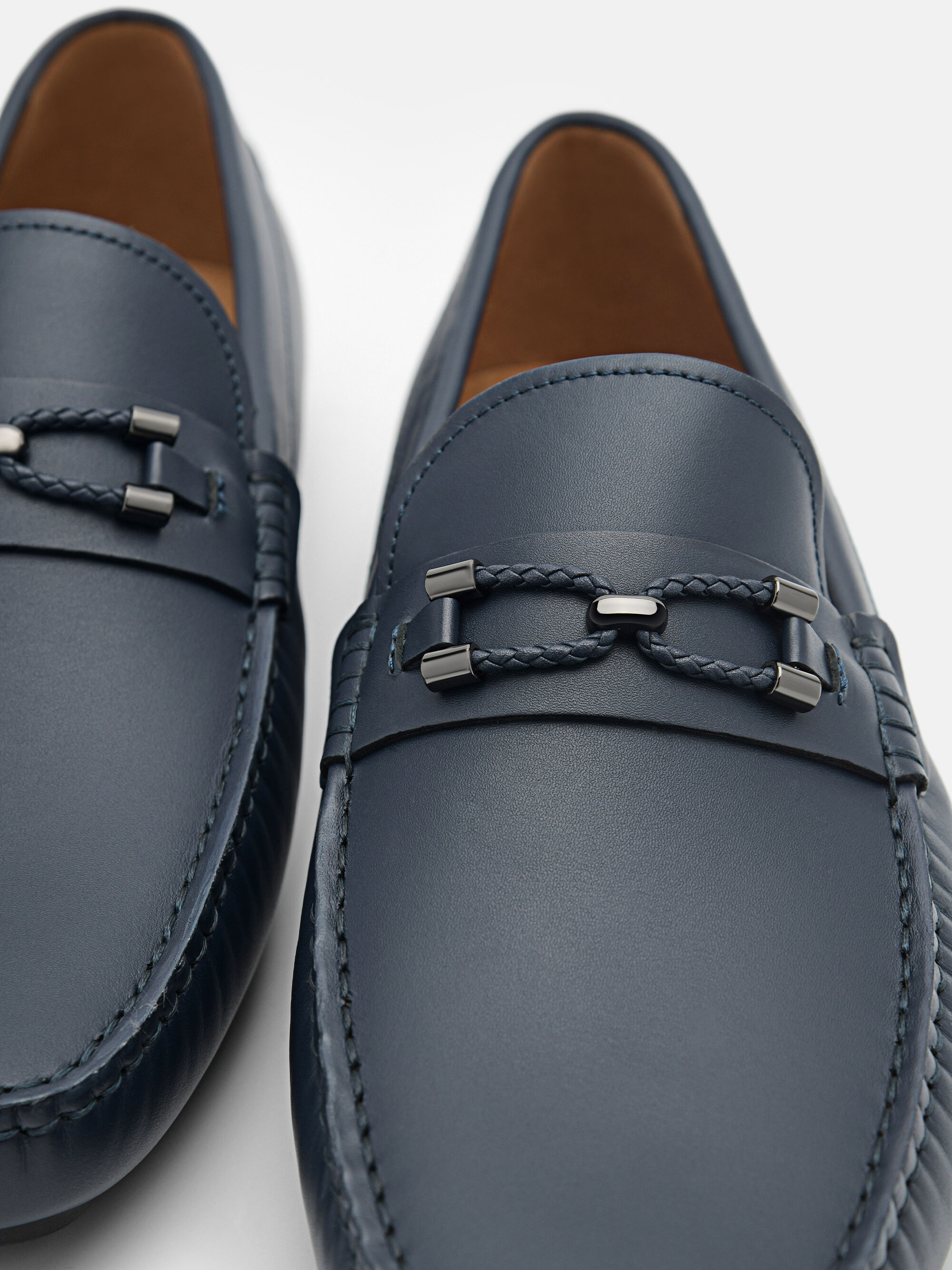 Leather Horsebit Driving Shoes, Navy