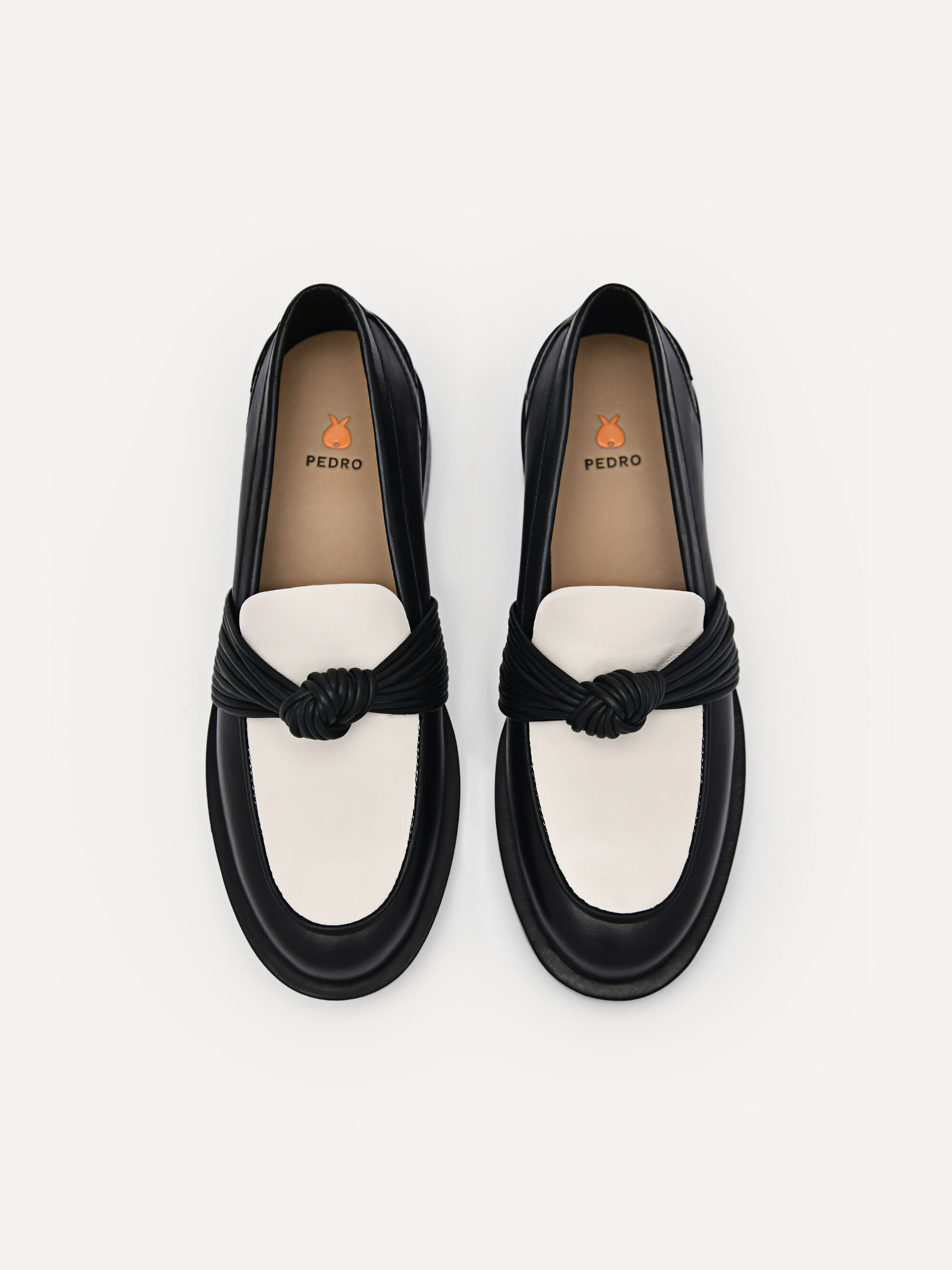 Leather Knot Loafers, Black
