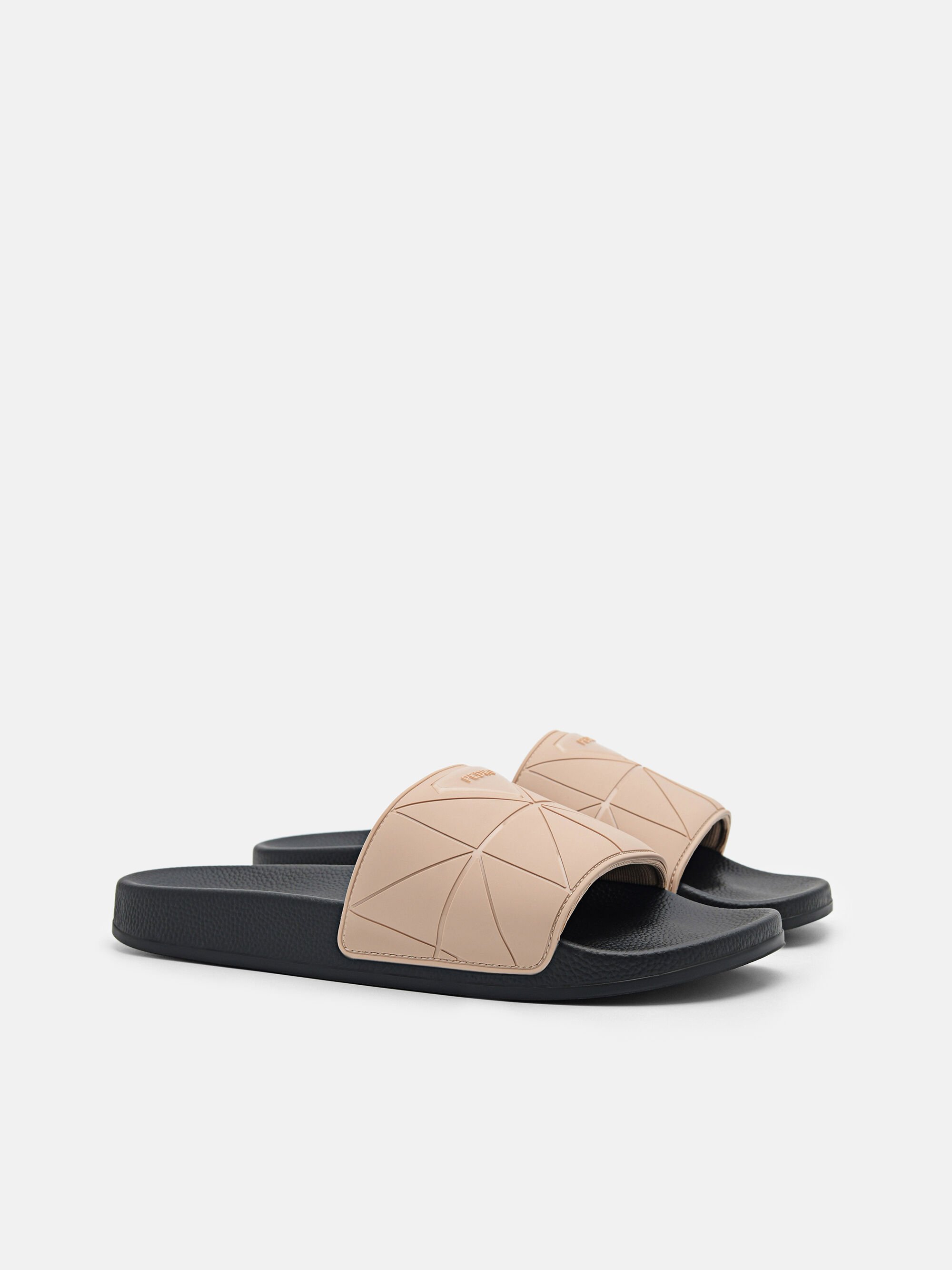 Slide Sandals in Pixel, Taupe