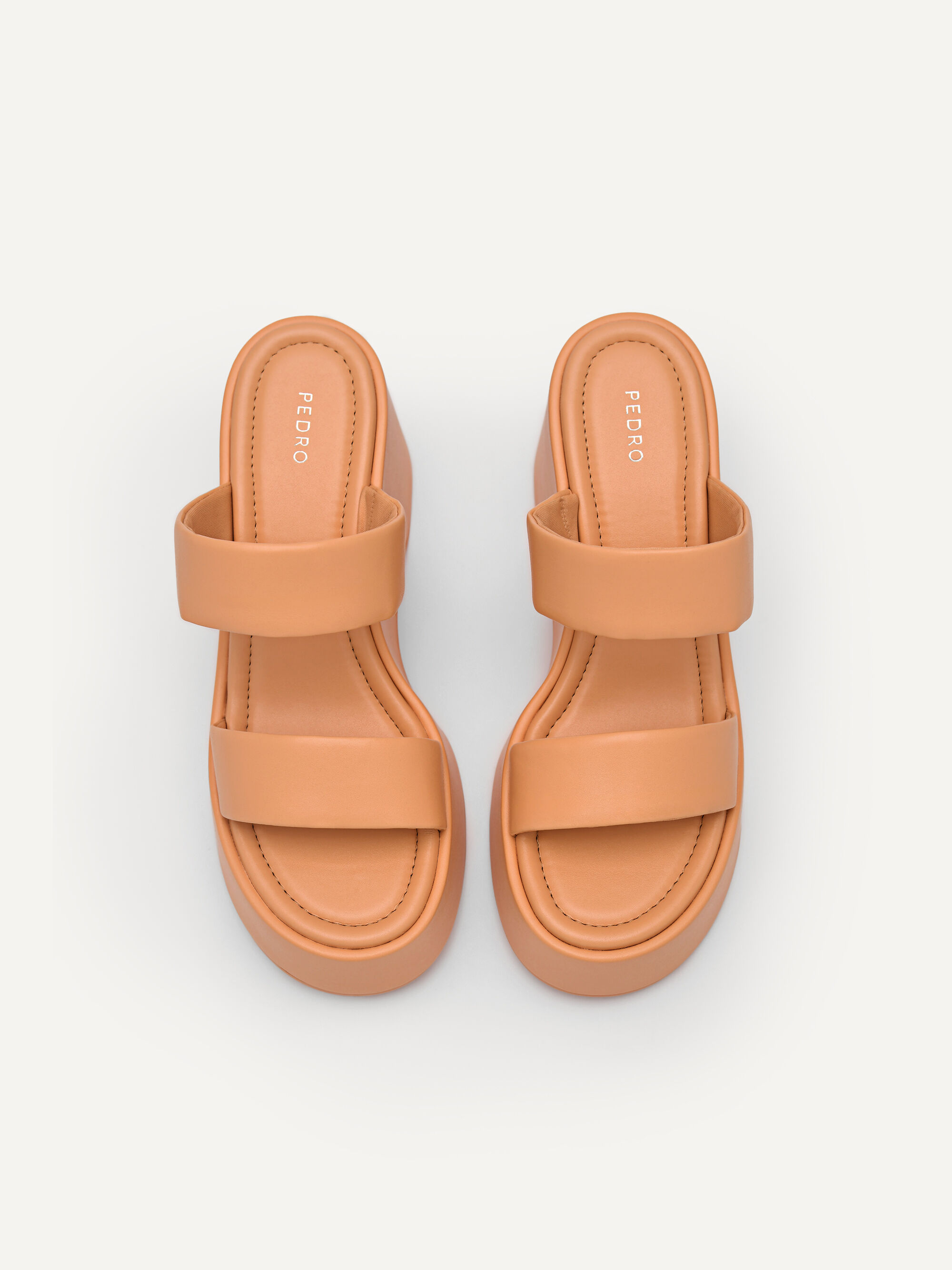 Bianca Wedge Sandals, Light Orange