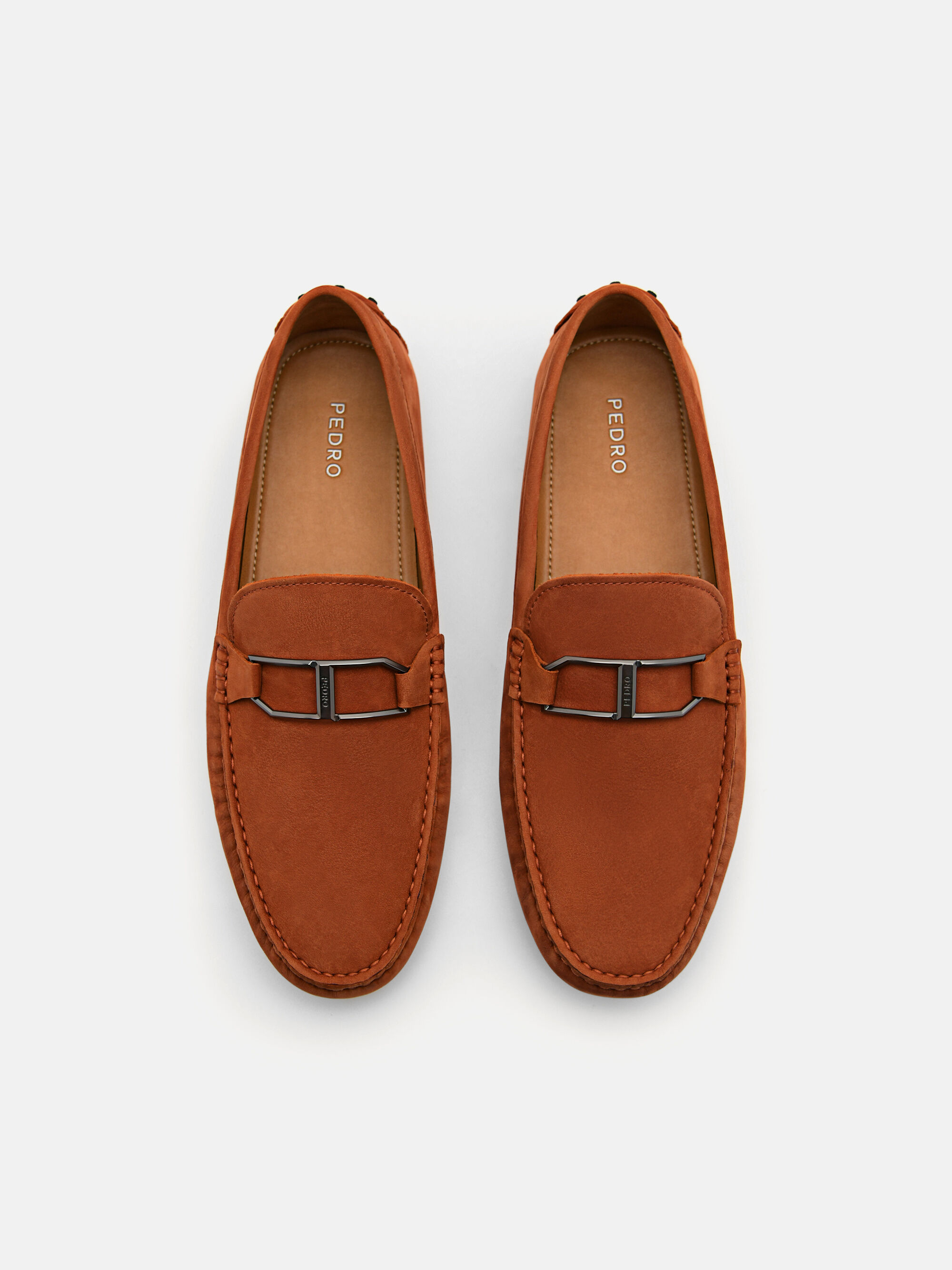 Leather Buckle Driving Shoes, Cognac