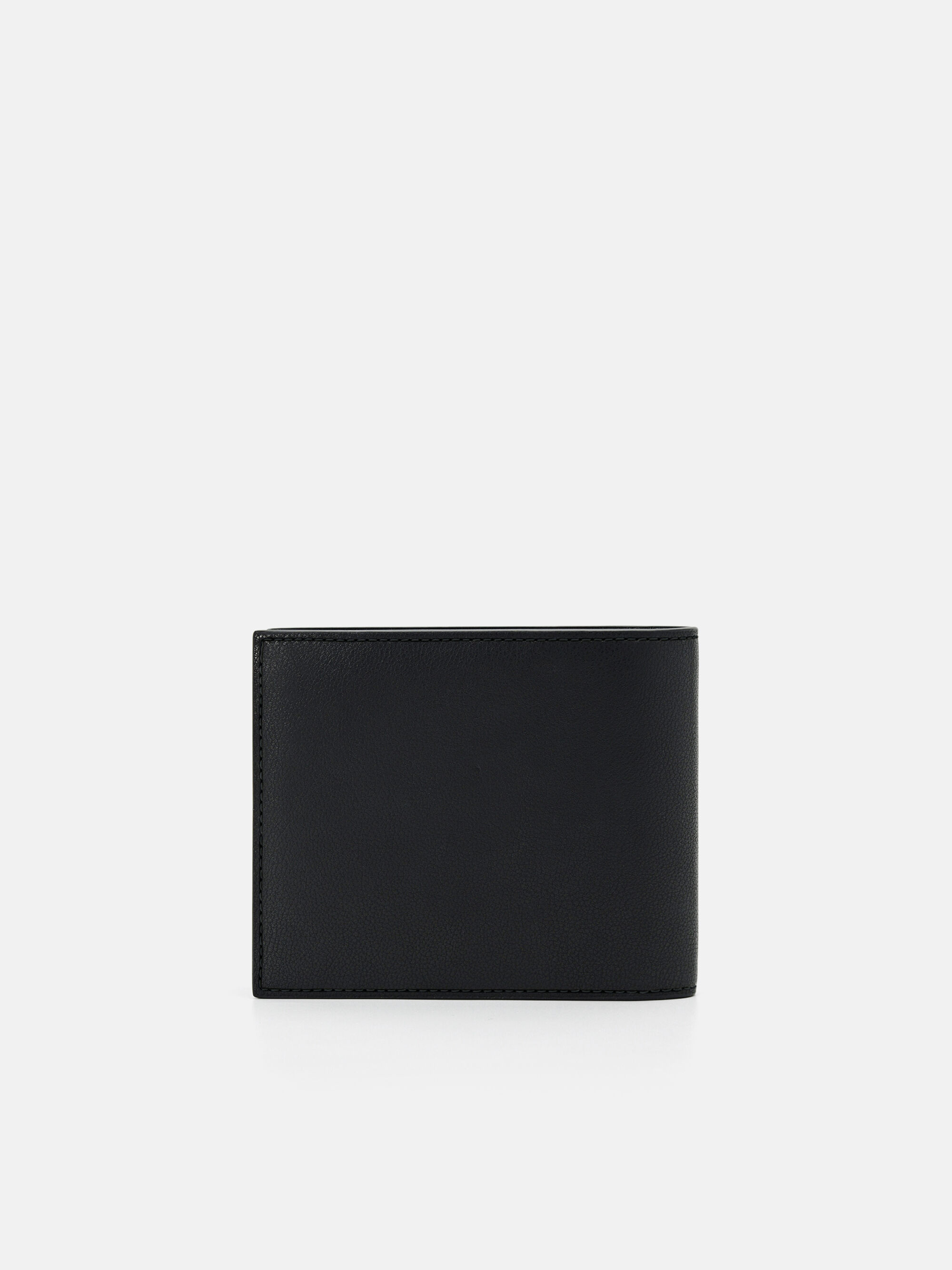 Leather Bi-Fold Flip Wallet, Black