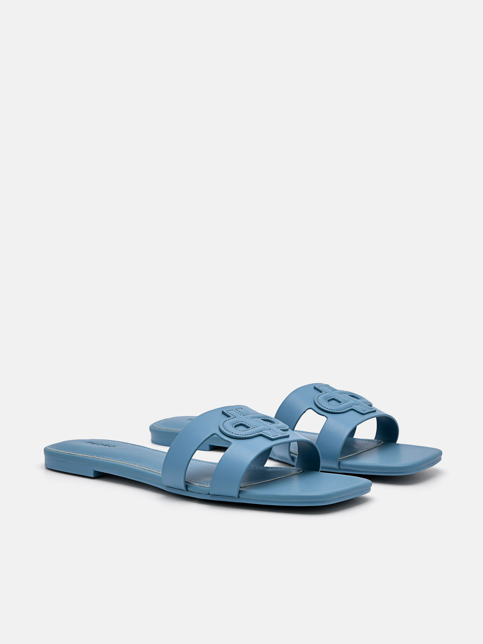 PEDRO Icon Leather Slip-On Sandals, Slate Blue