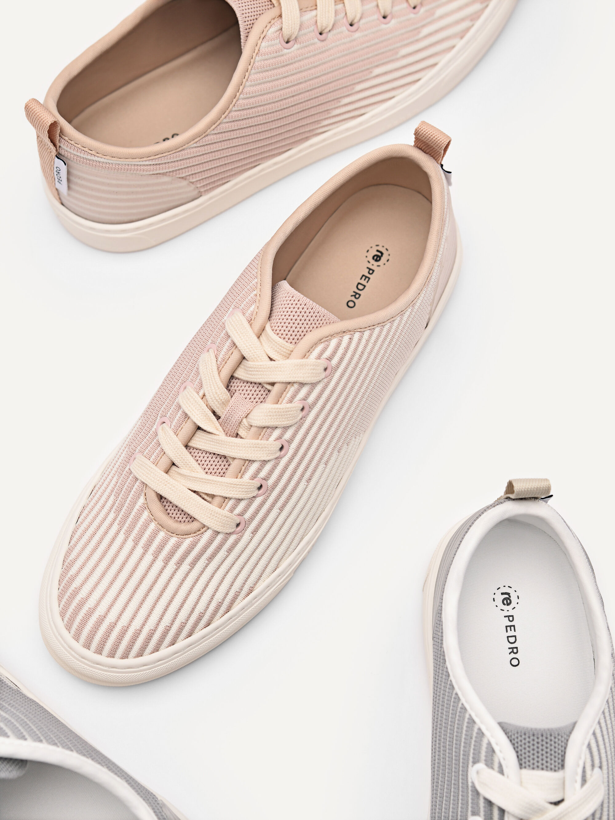 rePEDRO Pleated Court Sneakers, Nude
