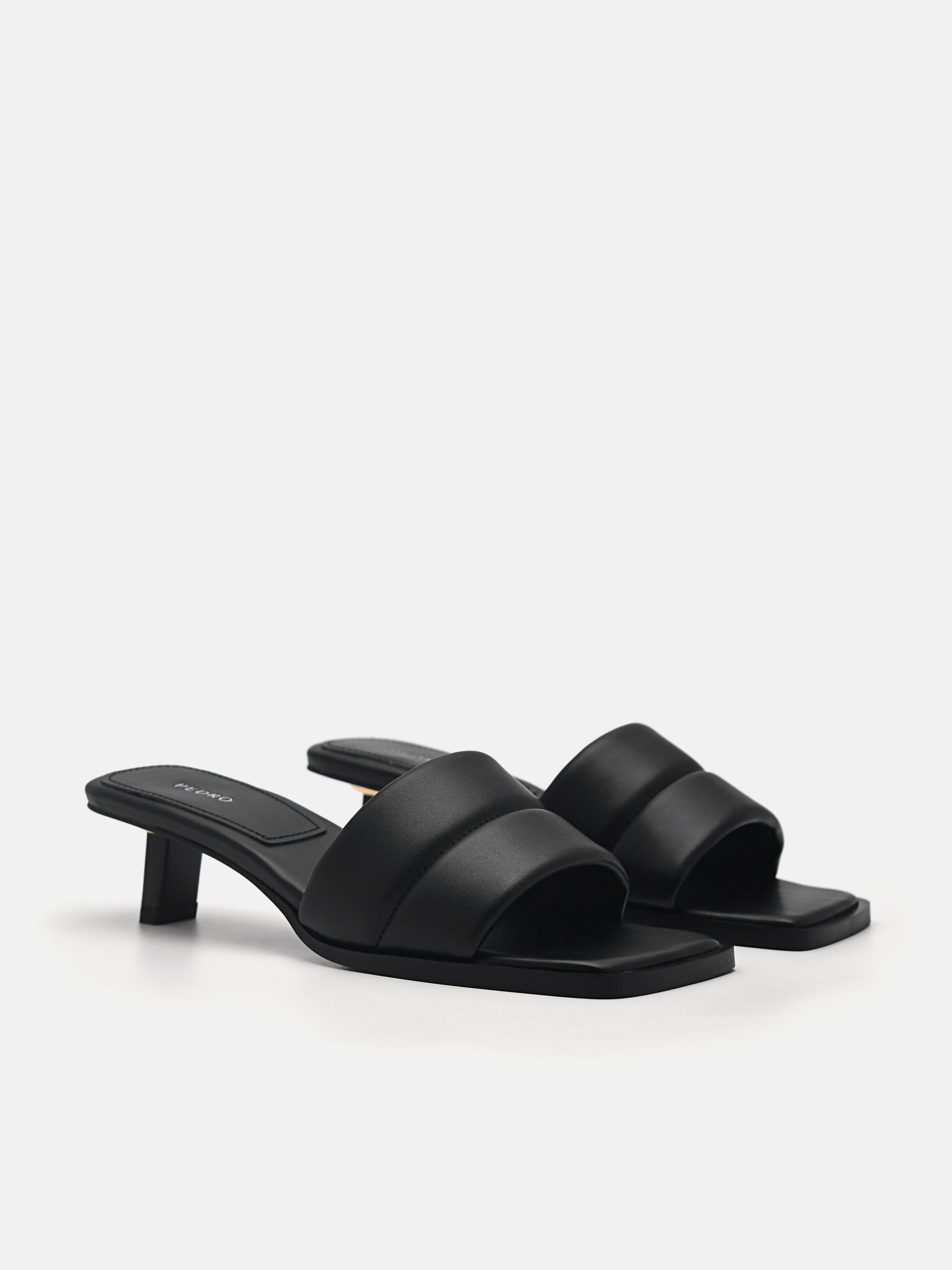 Heel Slip-On Sandals, Black