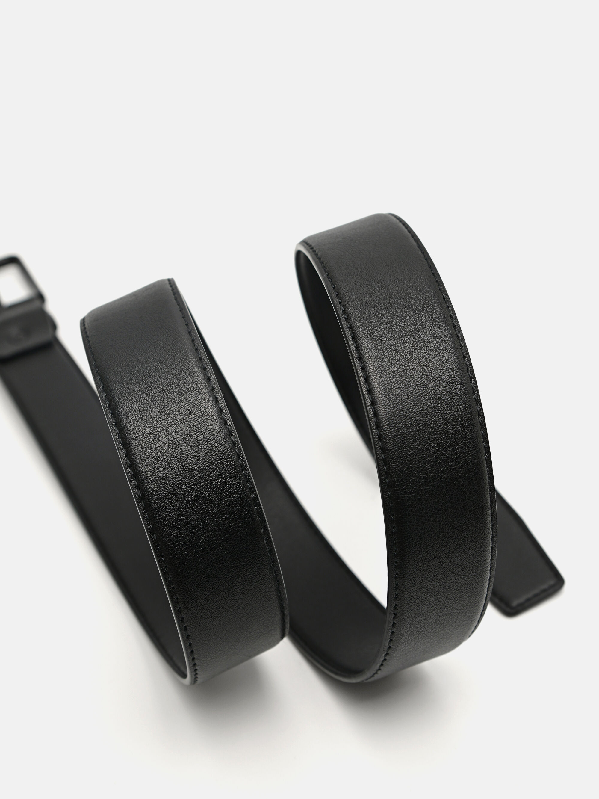 Leather Reversible Pin Belt, Black