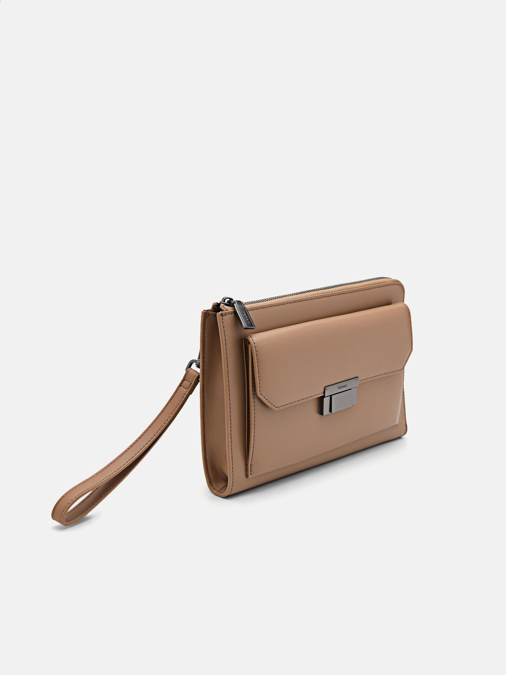 Henry Leather Clutch Bag, Taupe