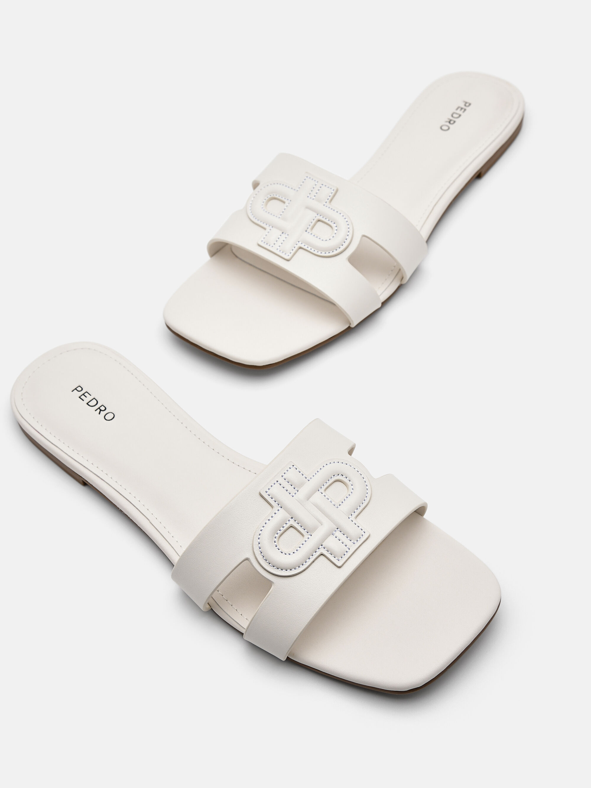 PEDRO Icon Leather Slip-On Sandals, Chalk