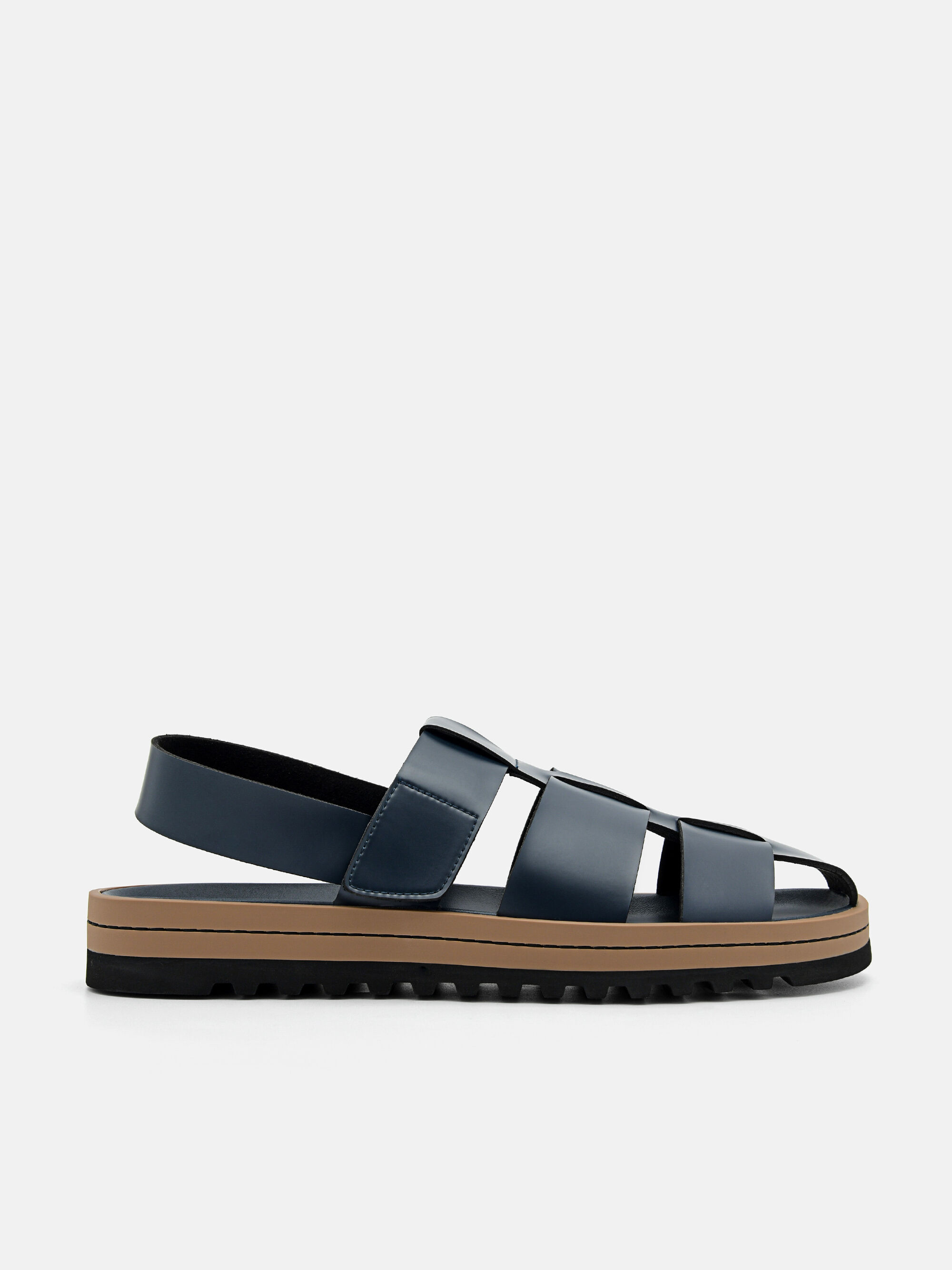 Mens black sale leather sandals