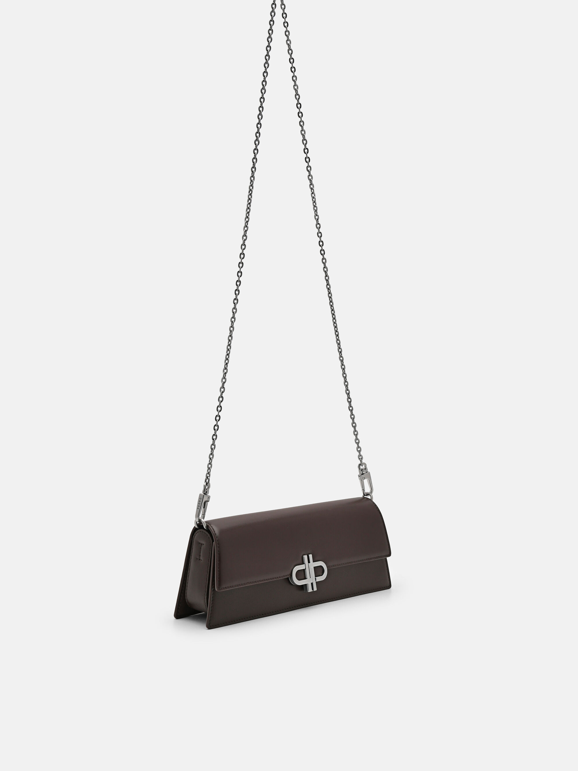 PEDRO Icon Leather Clutch Bag, Dark Brown