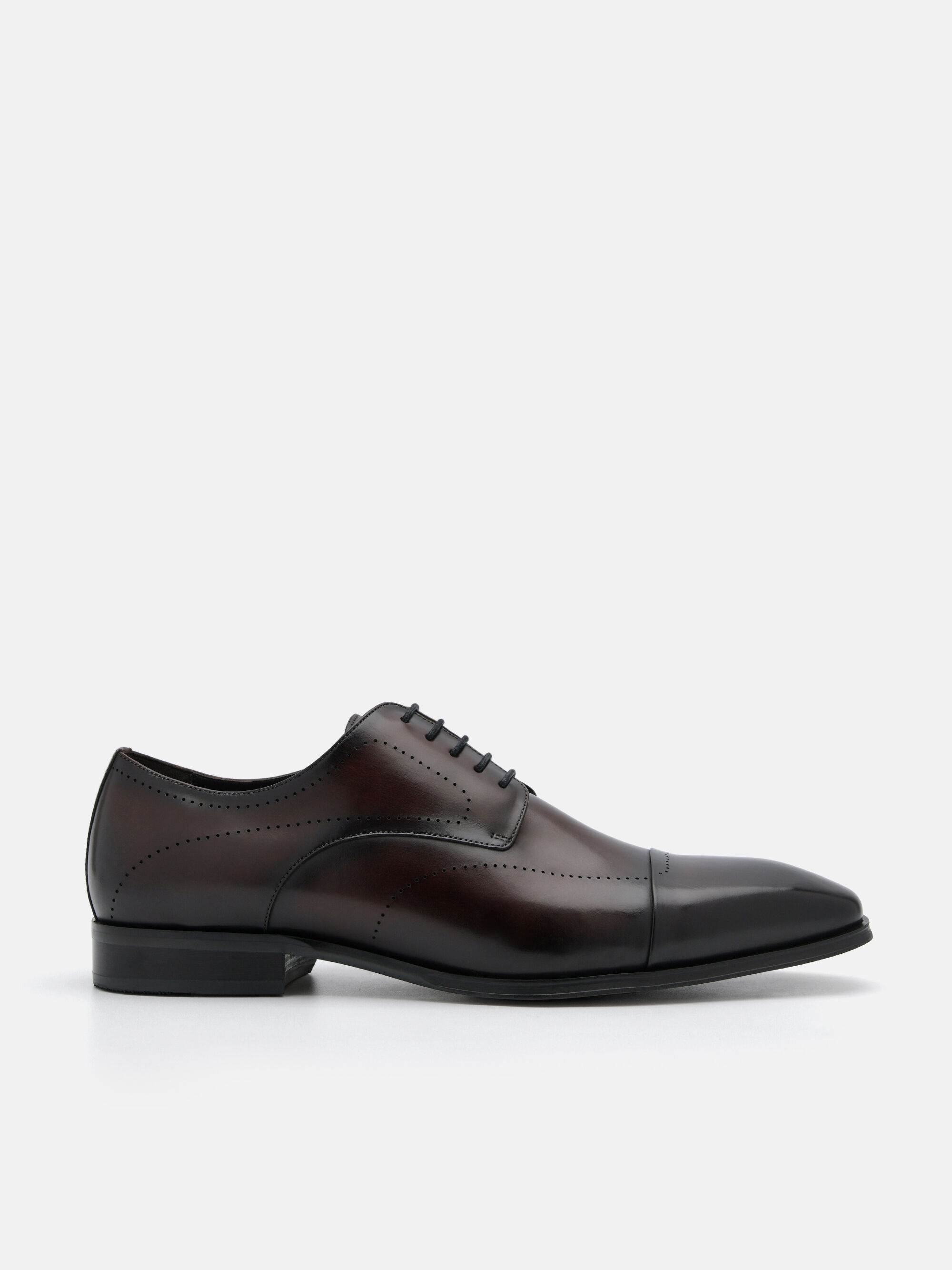 Leather Brogue Derby Shoes, Dark Brown