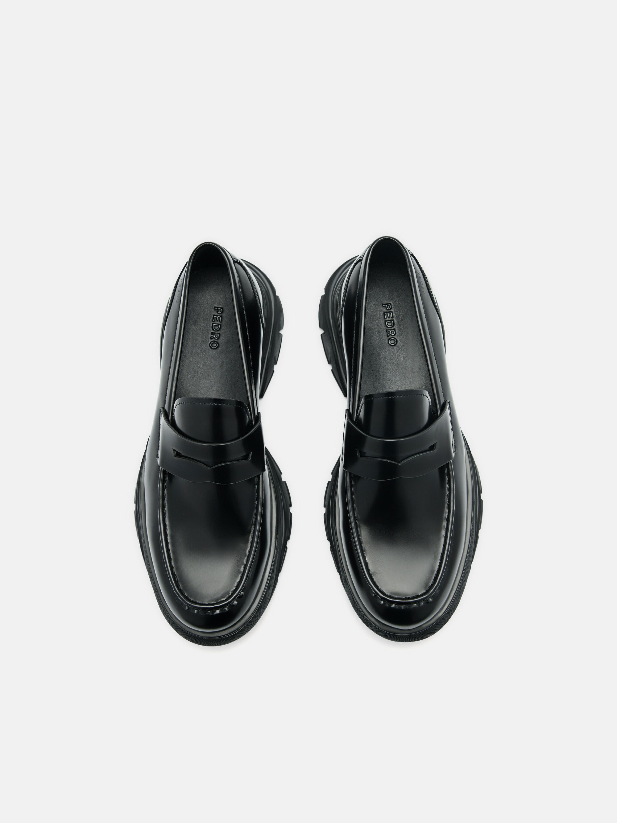 Hybrix Leather Penny Loafers, Black