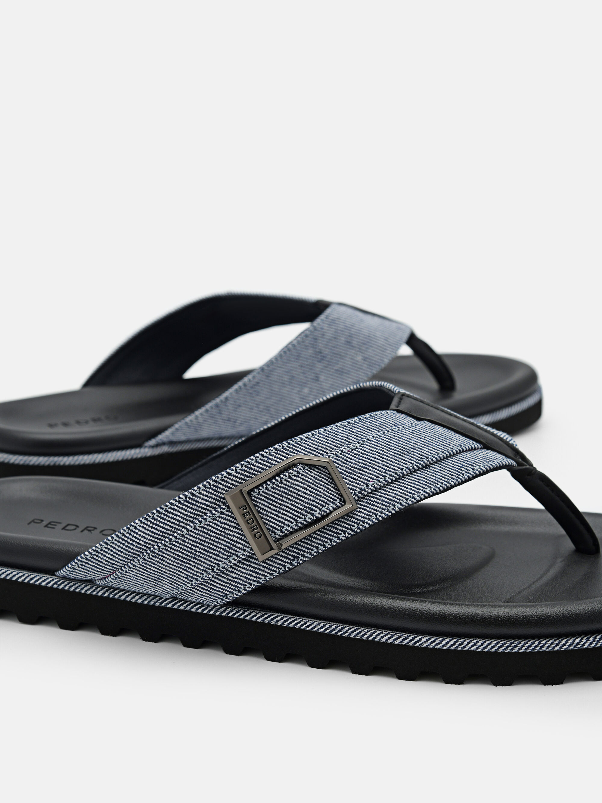 Microfiber Thong Sandals - Black