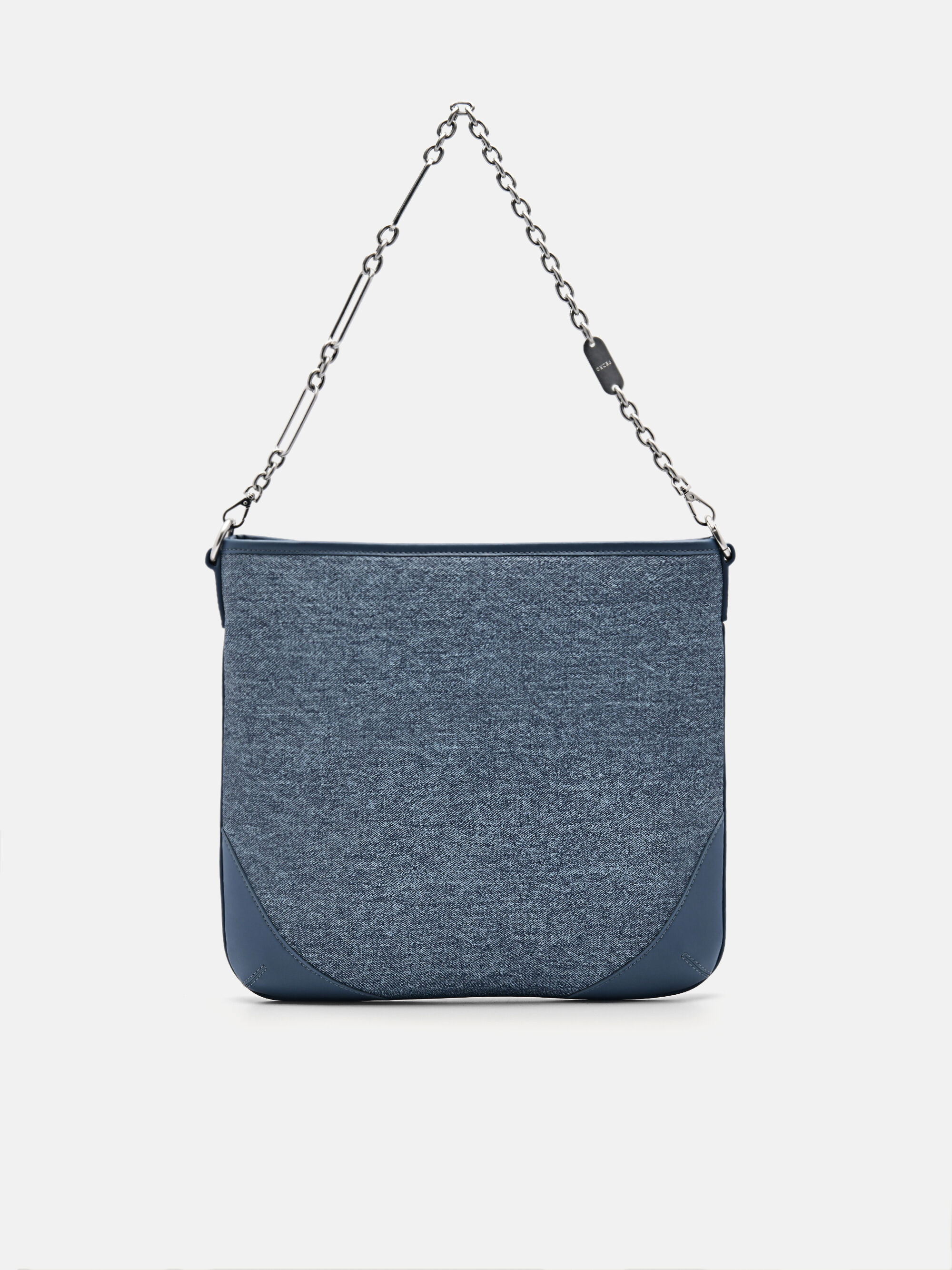Chain Handle Hobo Bag, Blue