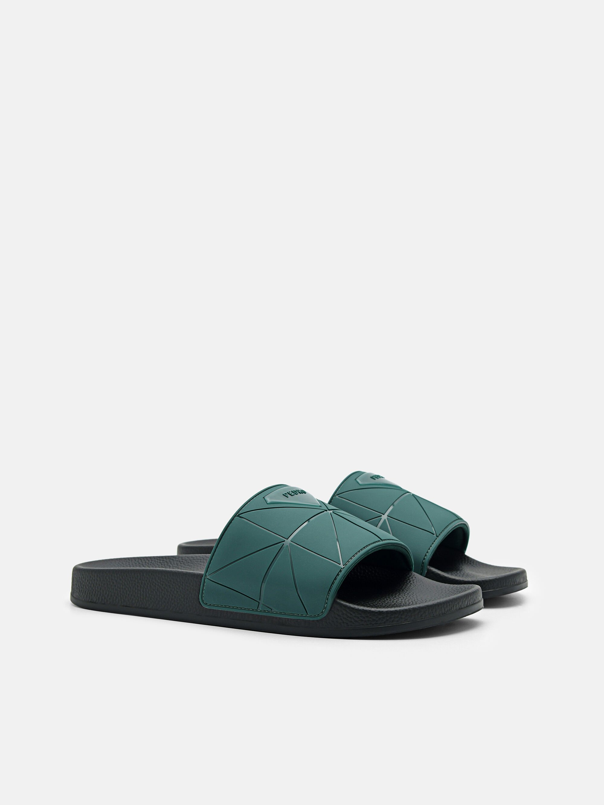 Slide Sandals in Pixel, Dark Green