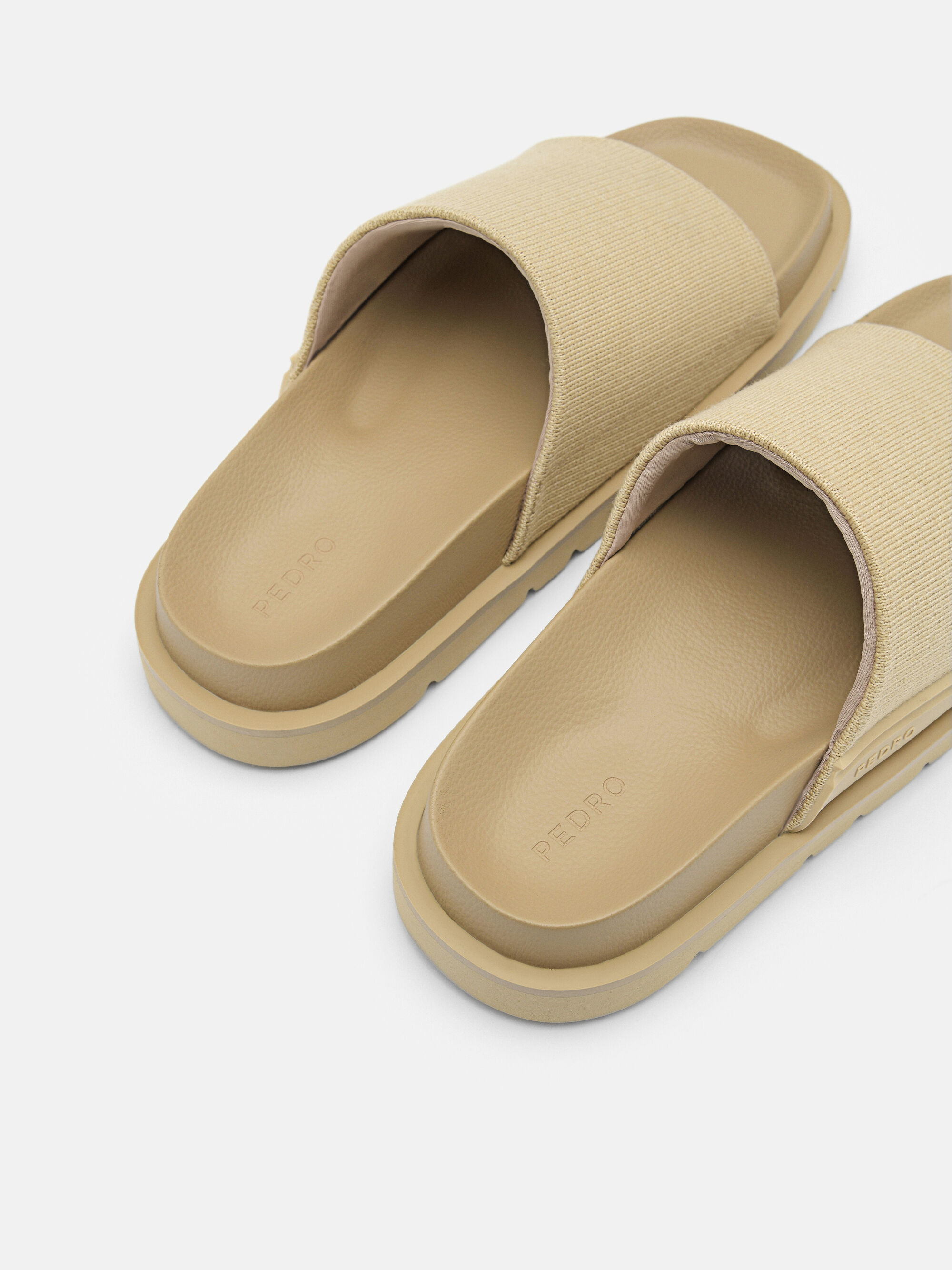 Knitted Fabric Slide Sandals, Sand