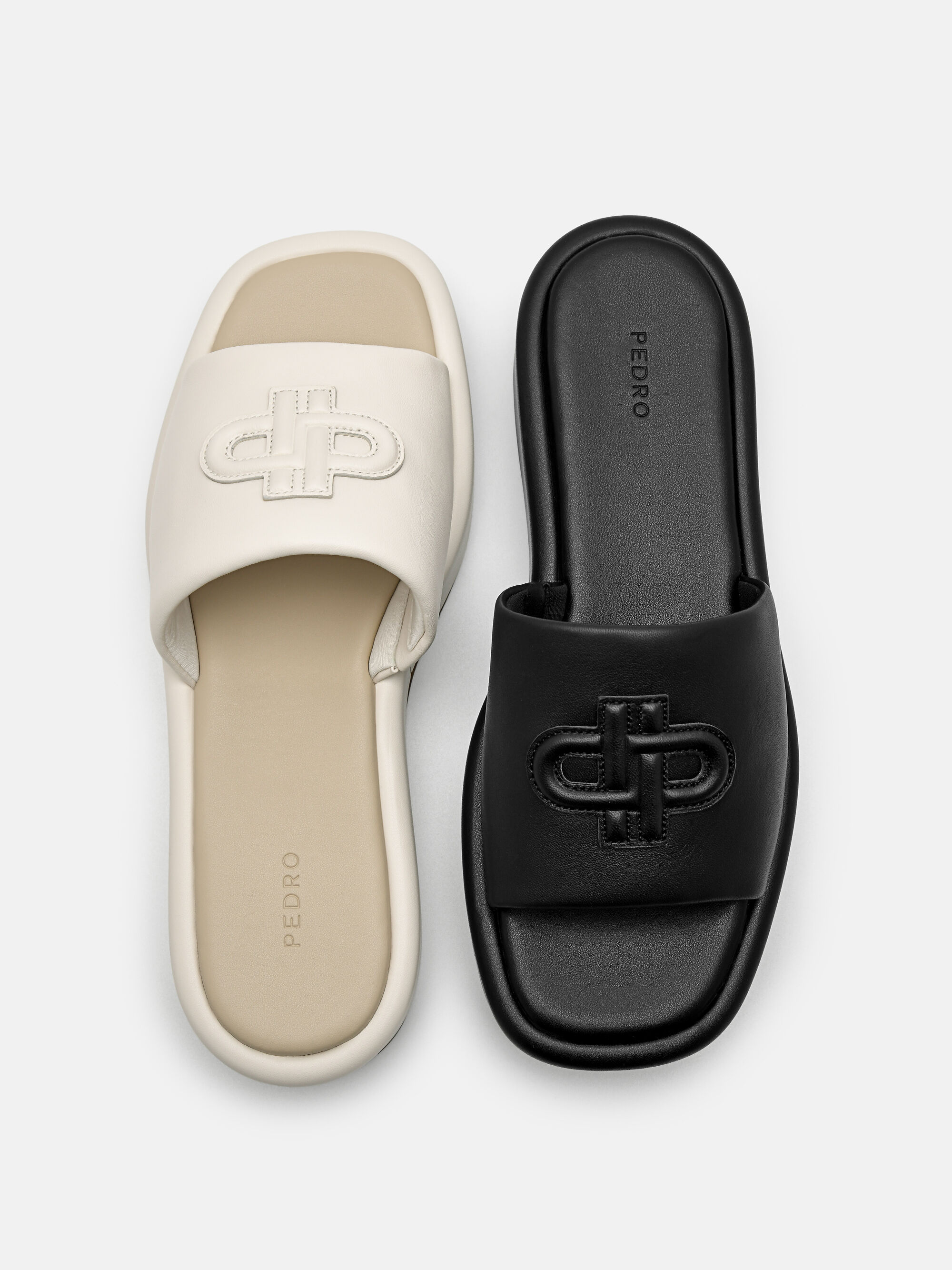 PEDRO Icon Leather Wedge Sandals, Chalk
