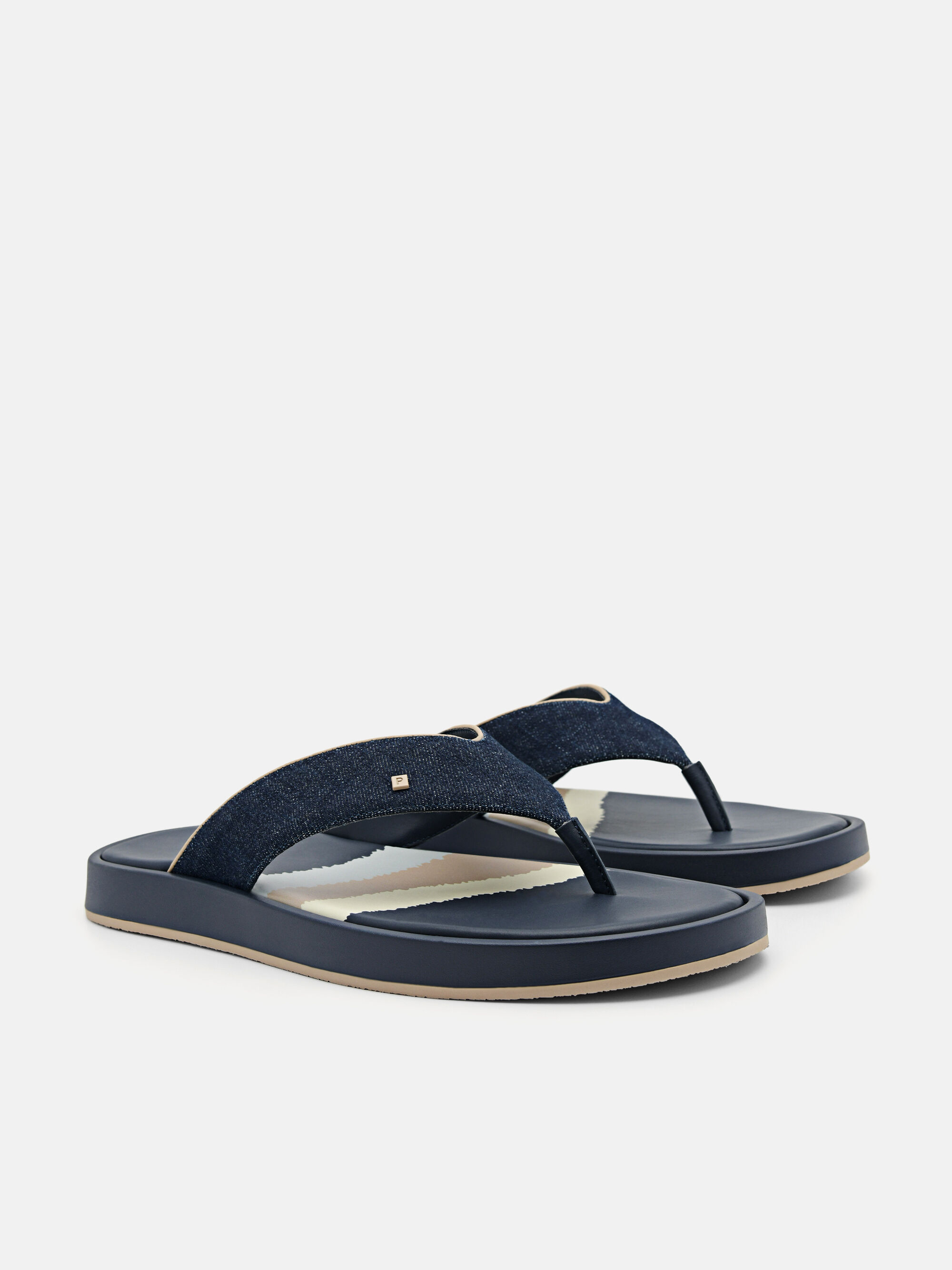 Fabric Thong Sandals, Navy