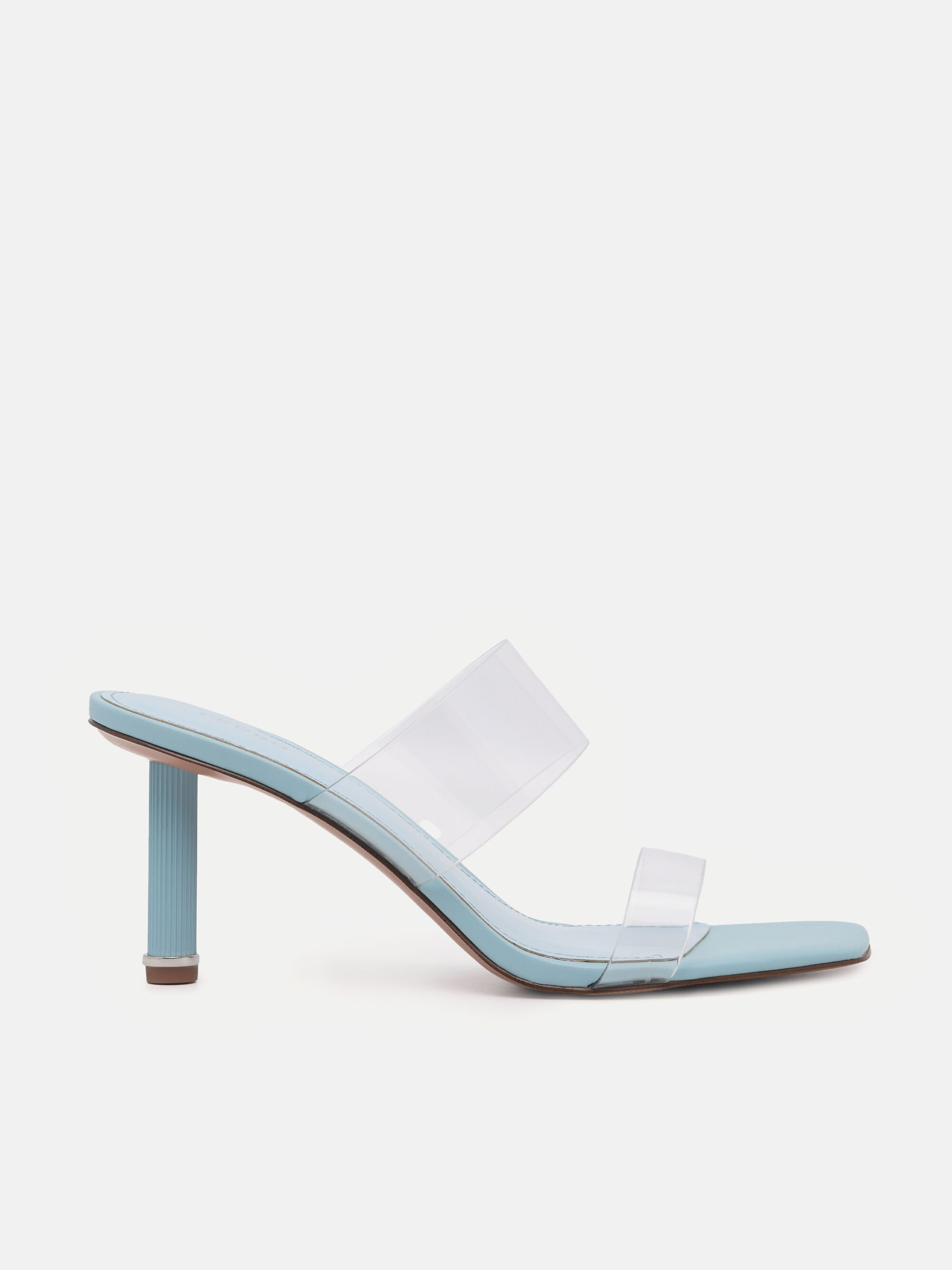 Vinyl Double Strap Heel Sandals, Light Blue