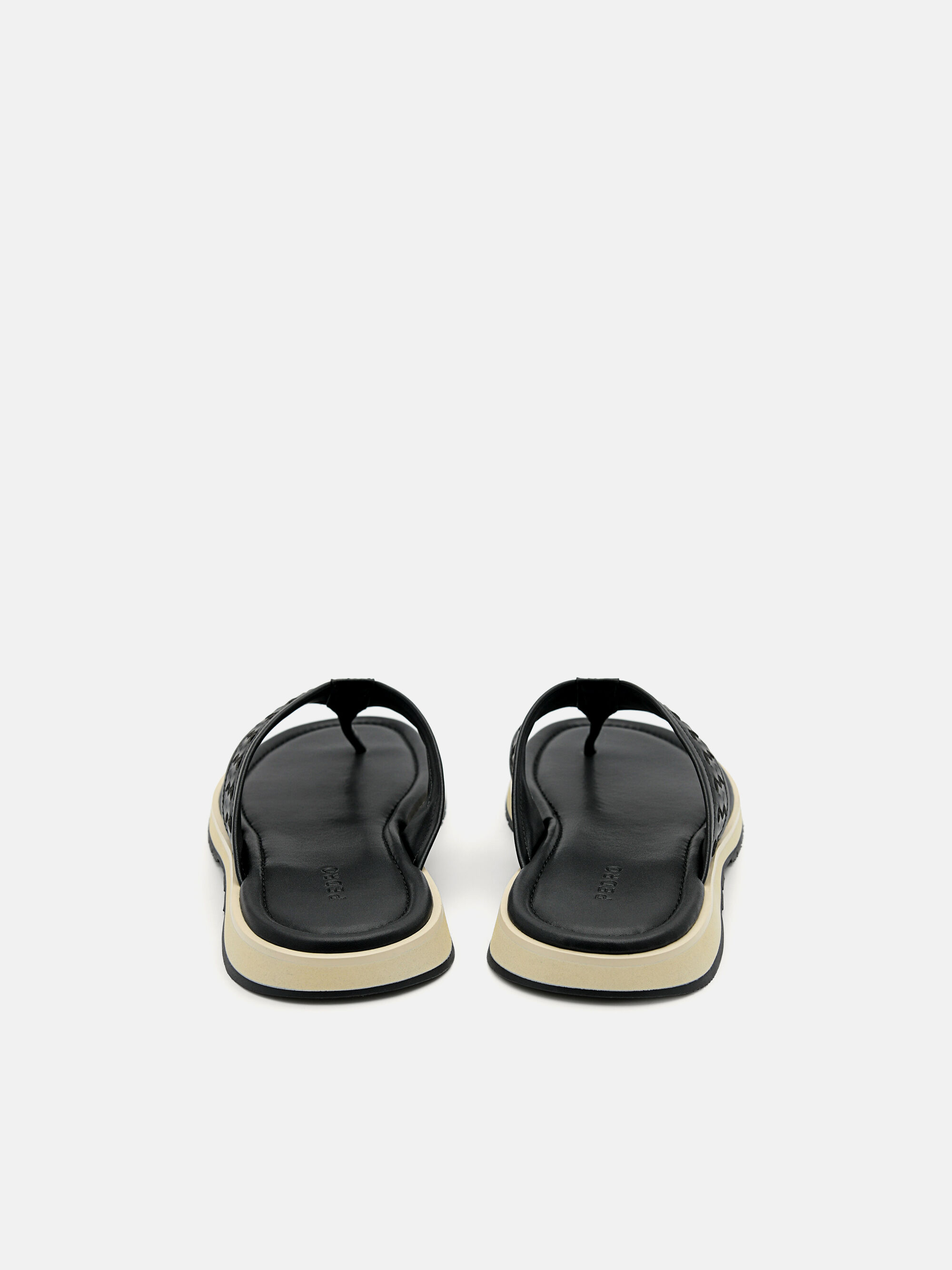 Woven Thong Sandals, Black