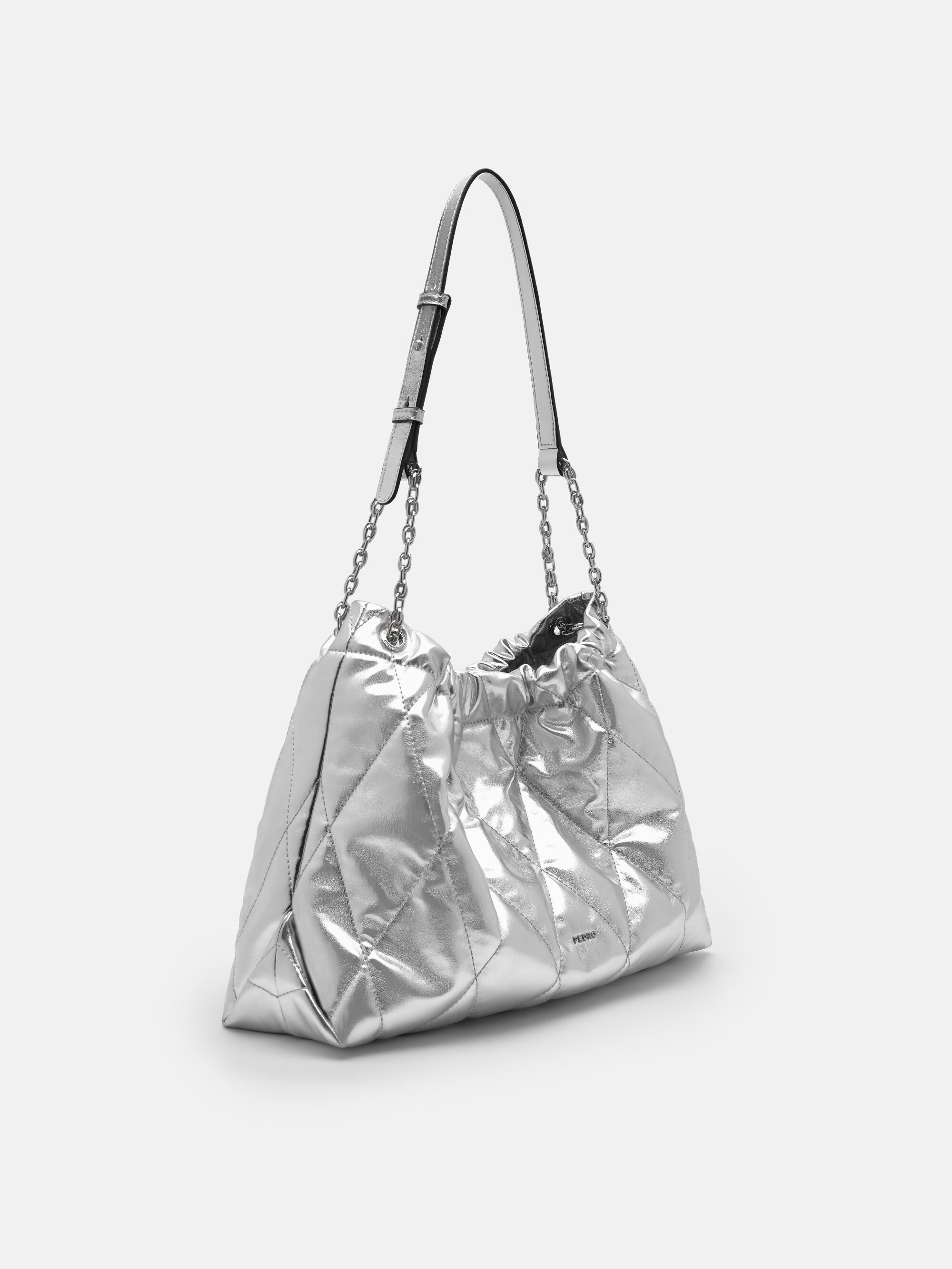 Kaia Quilted Shoulder Bag, Silver