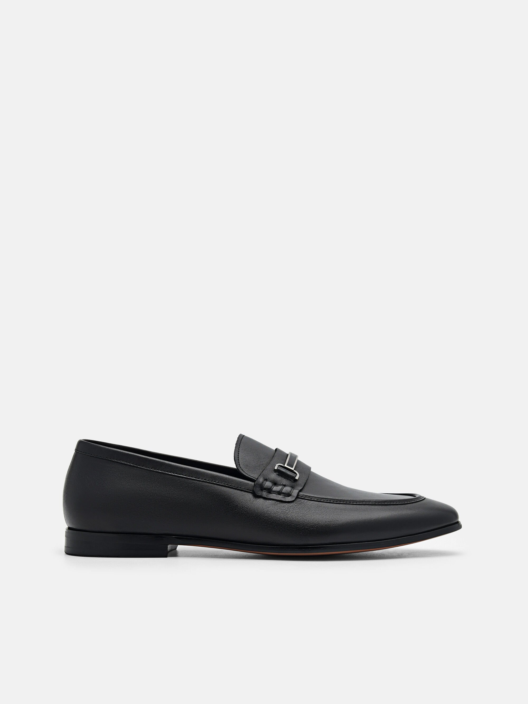 Steven Leather Loafers, Black