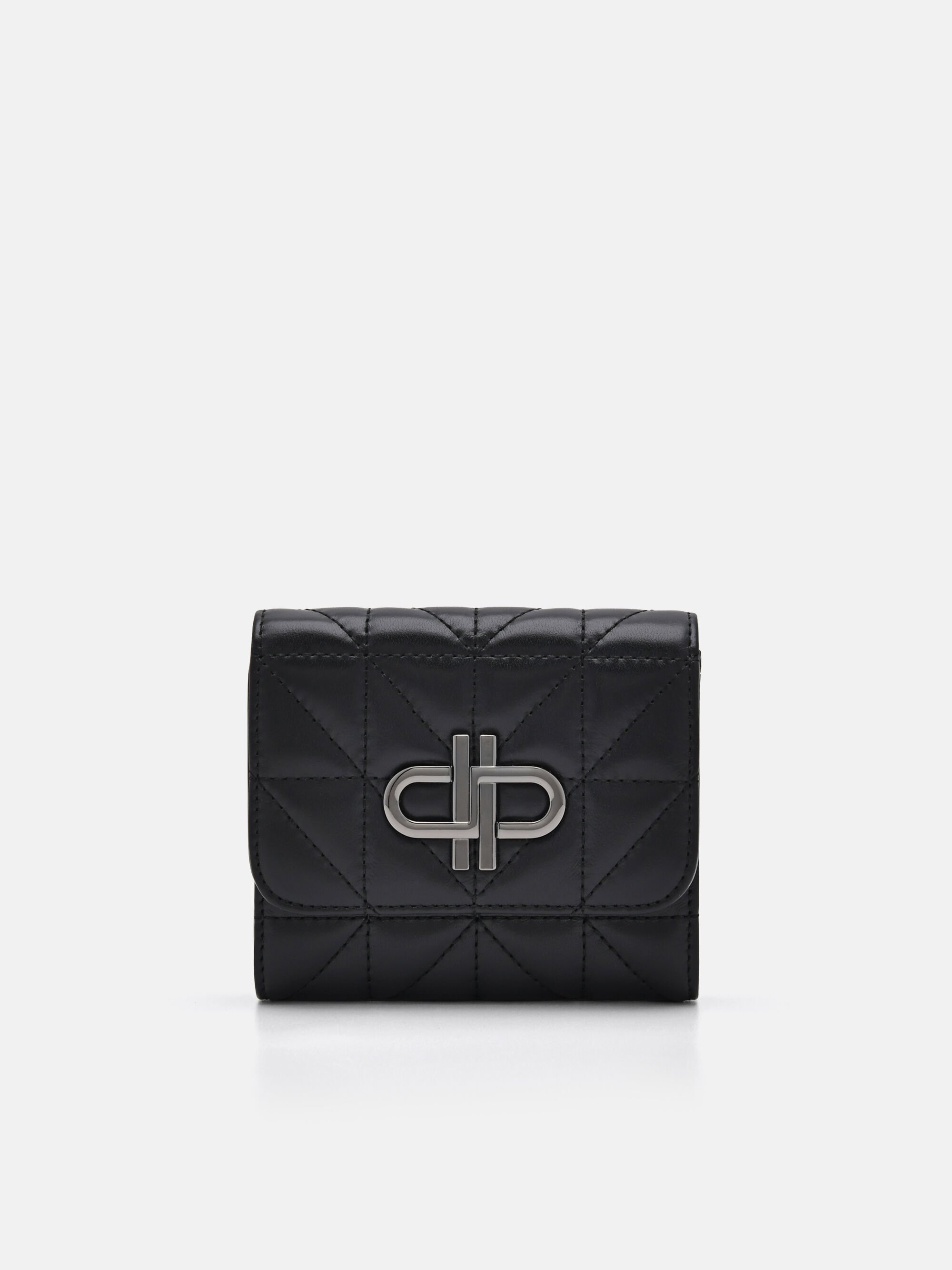 PEDRO Icon Leather Tri-Fold Wallet in Pixel, Black