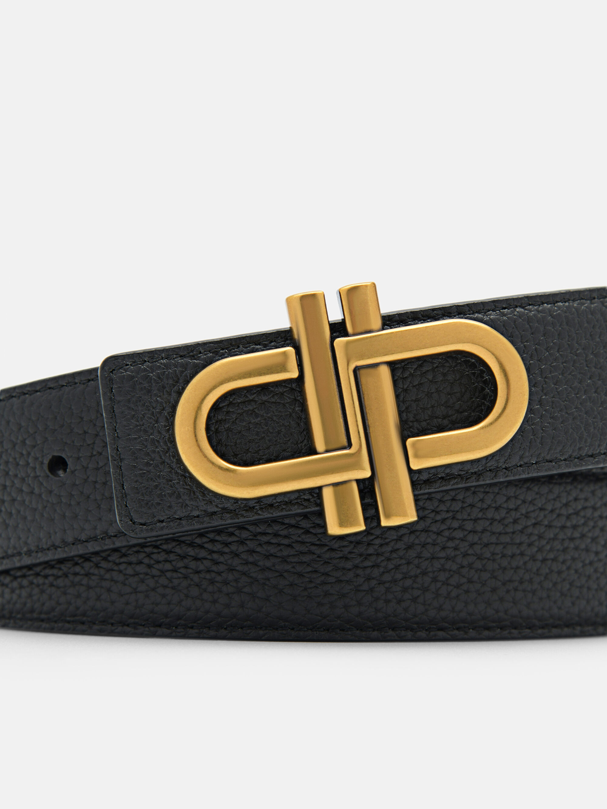 PEDRO Icon Leather Reversible Tang Belt, Black