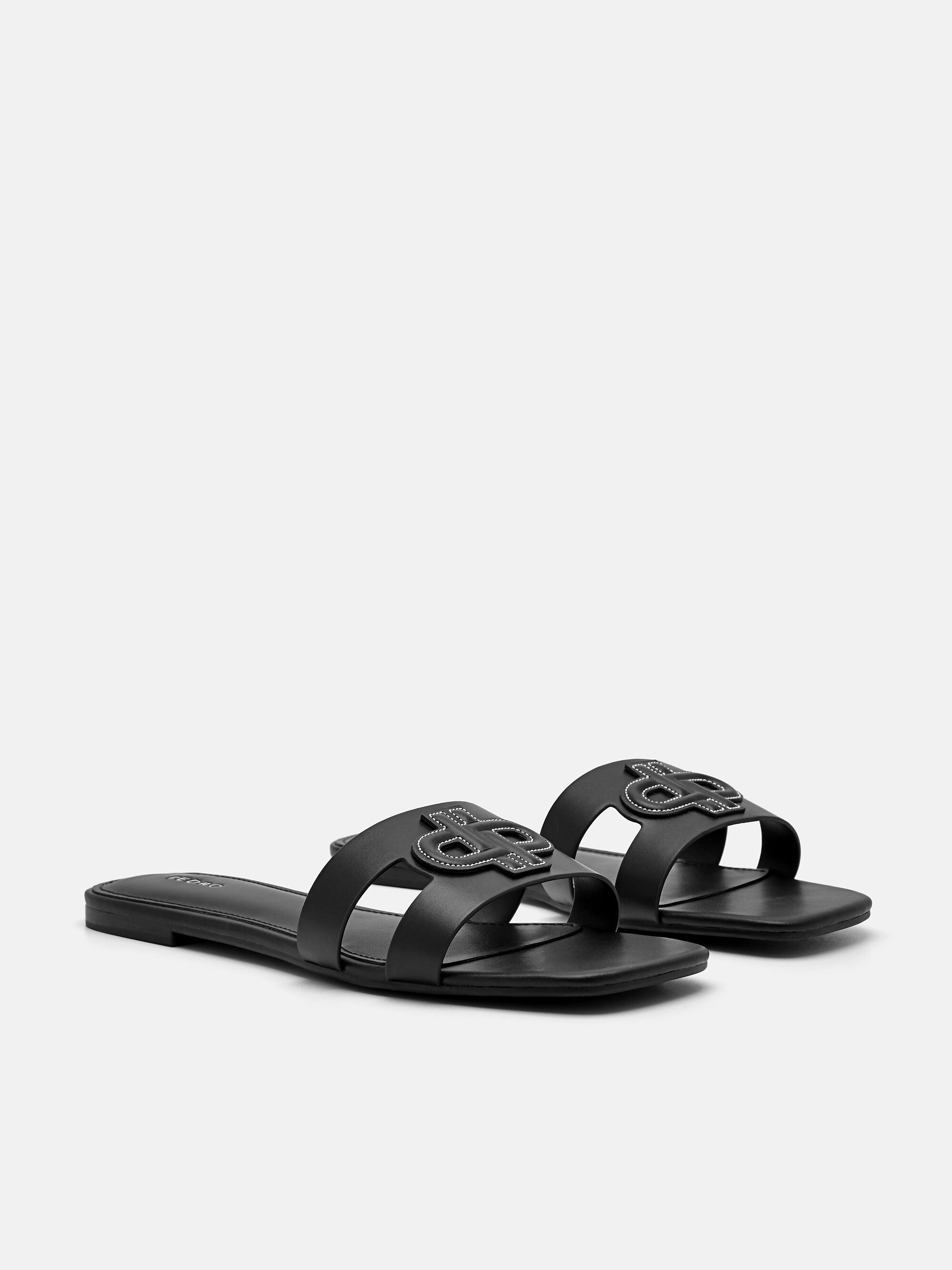 PEDRO Icon Leather Slip-On Sandals, Black