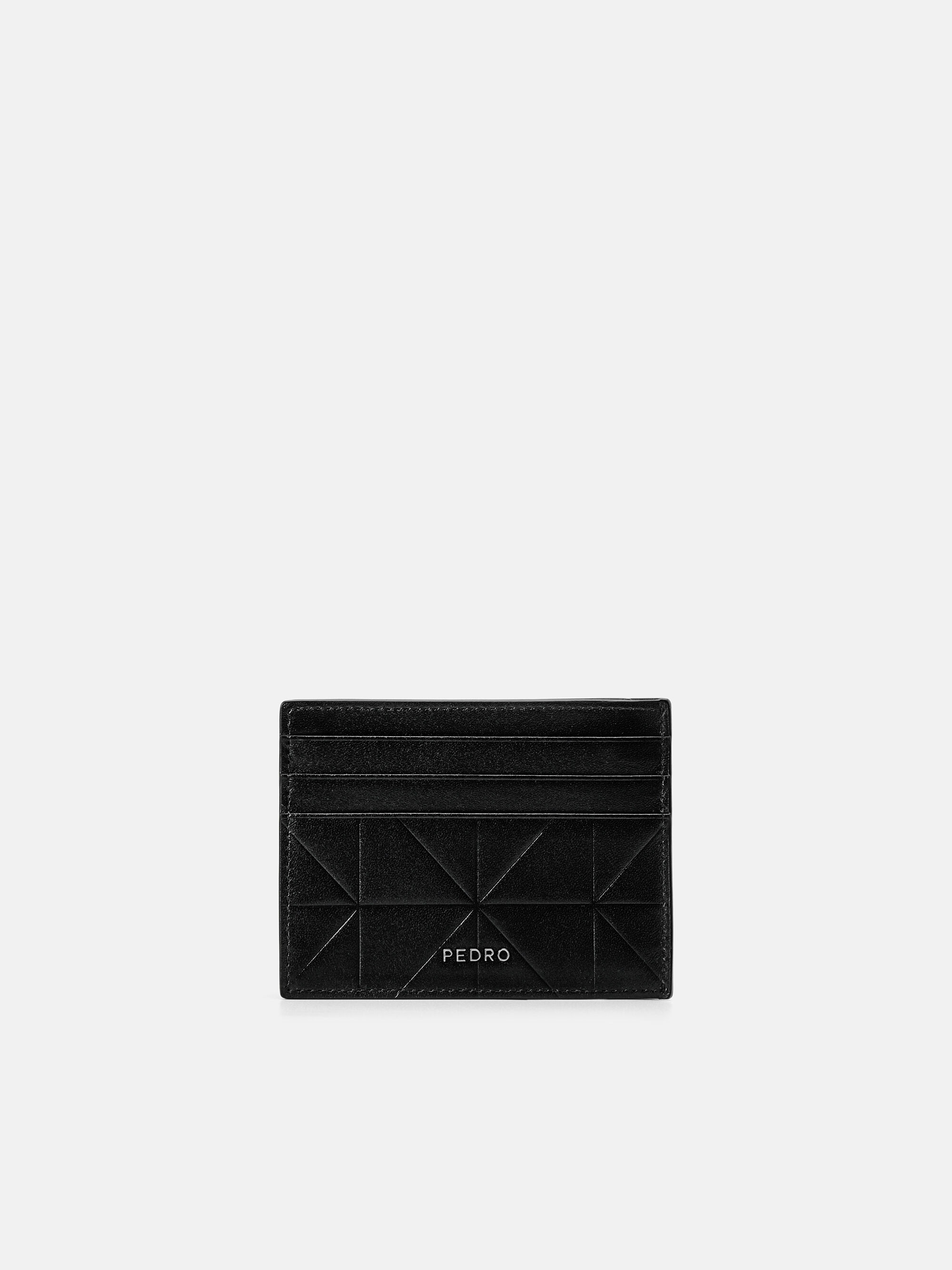 Taper Leather Card Holder in Pixel, Black