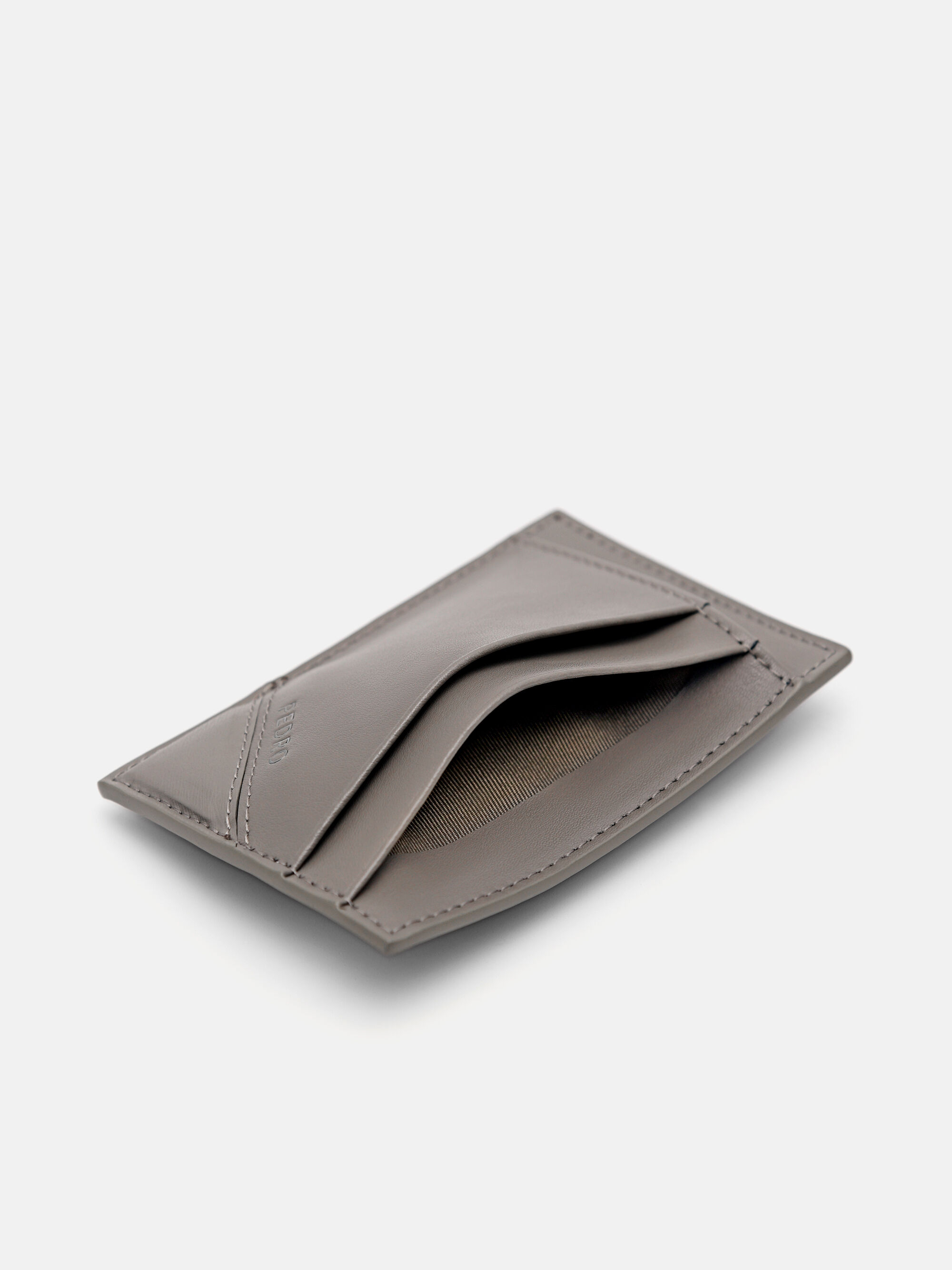 Leather Card Holder, Taupe