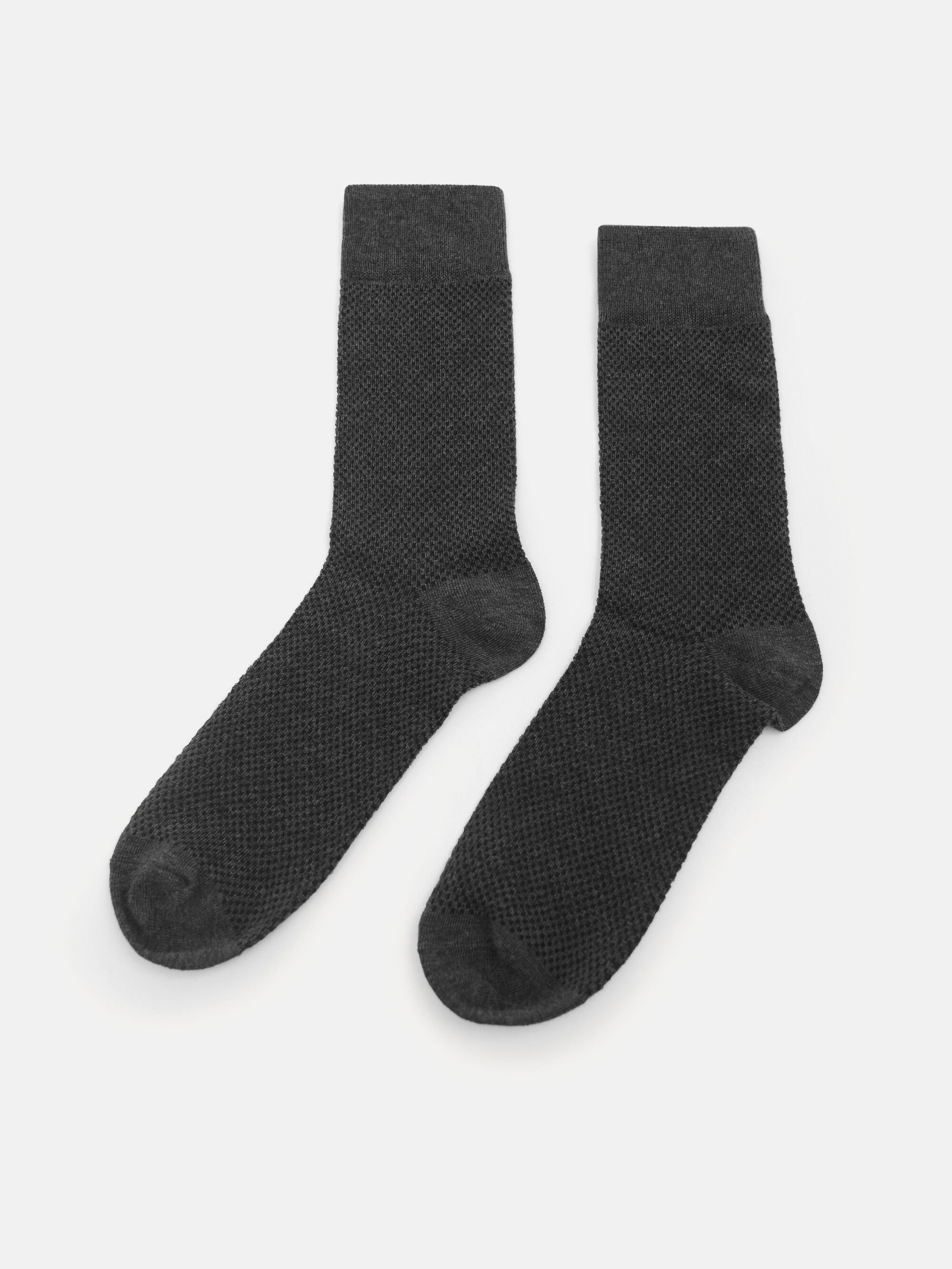 Men's Textured Cotton Socks, Dark Grey