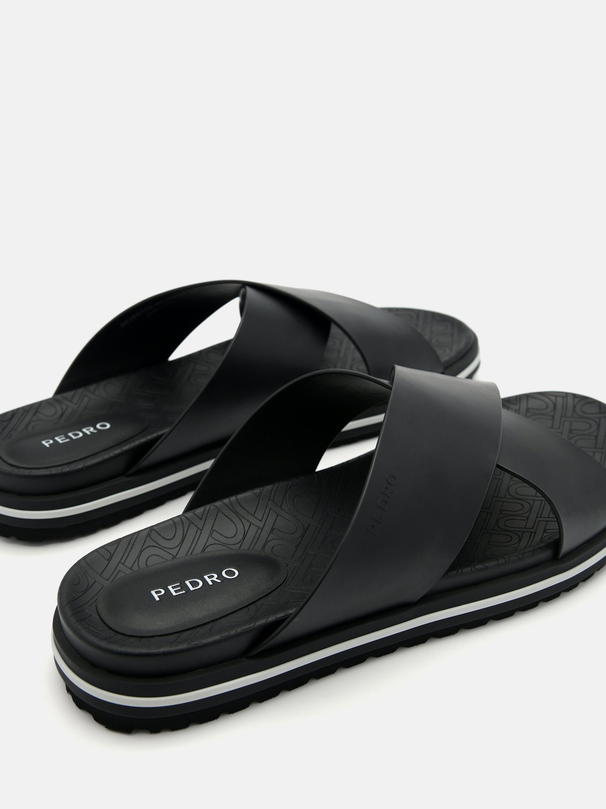 PEDRO Icon Cross Strap Sandals, Black