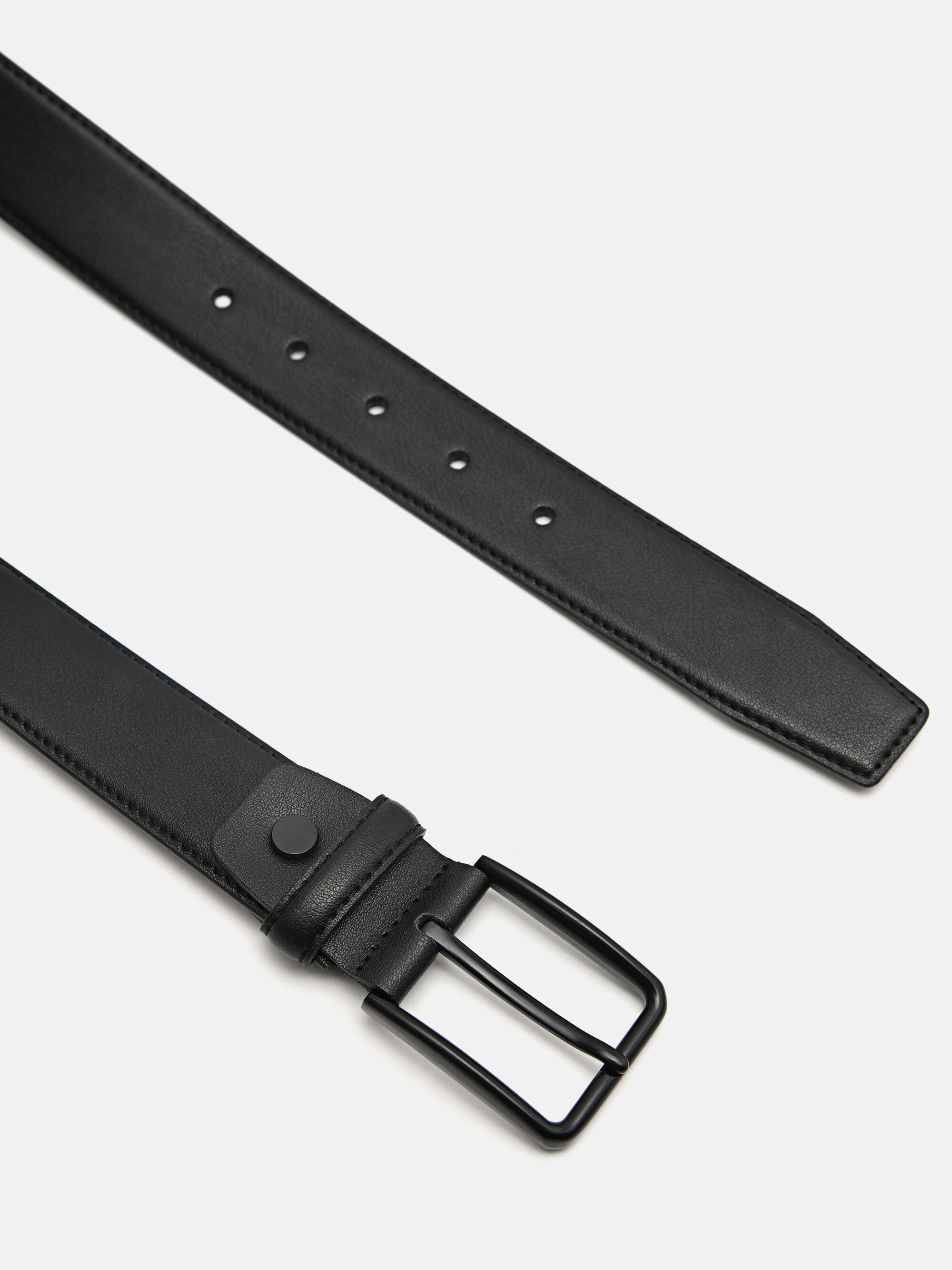 Leather Reversible Pin Belt, Black