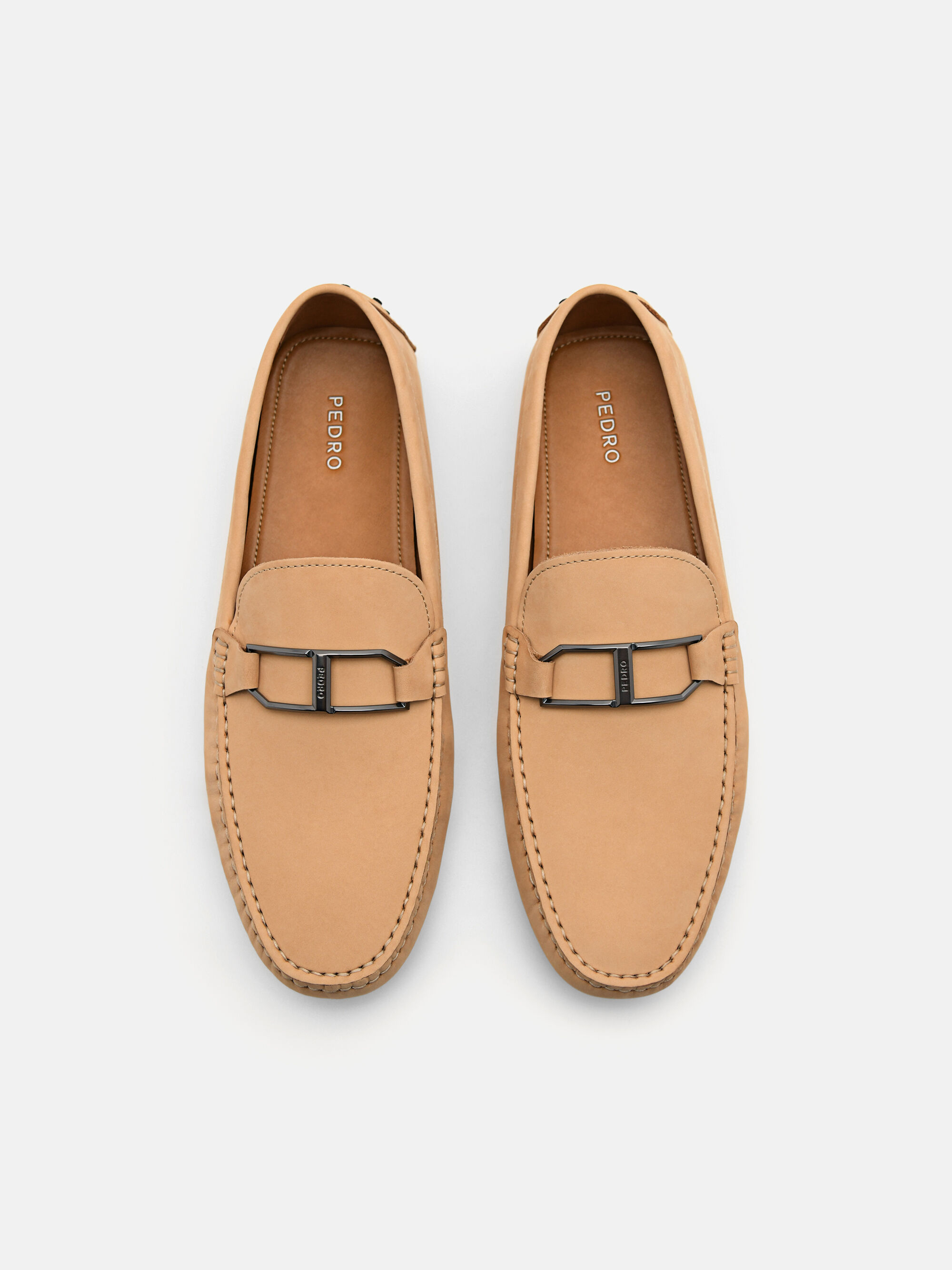 Leather Buckle Driving Shoes, Sand