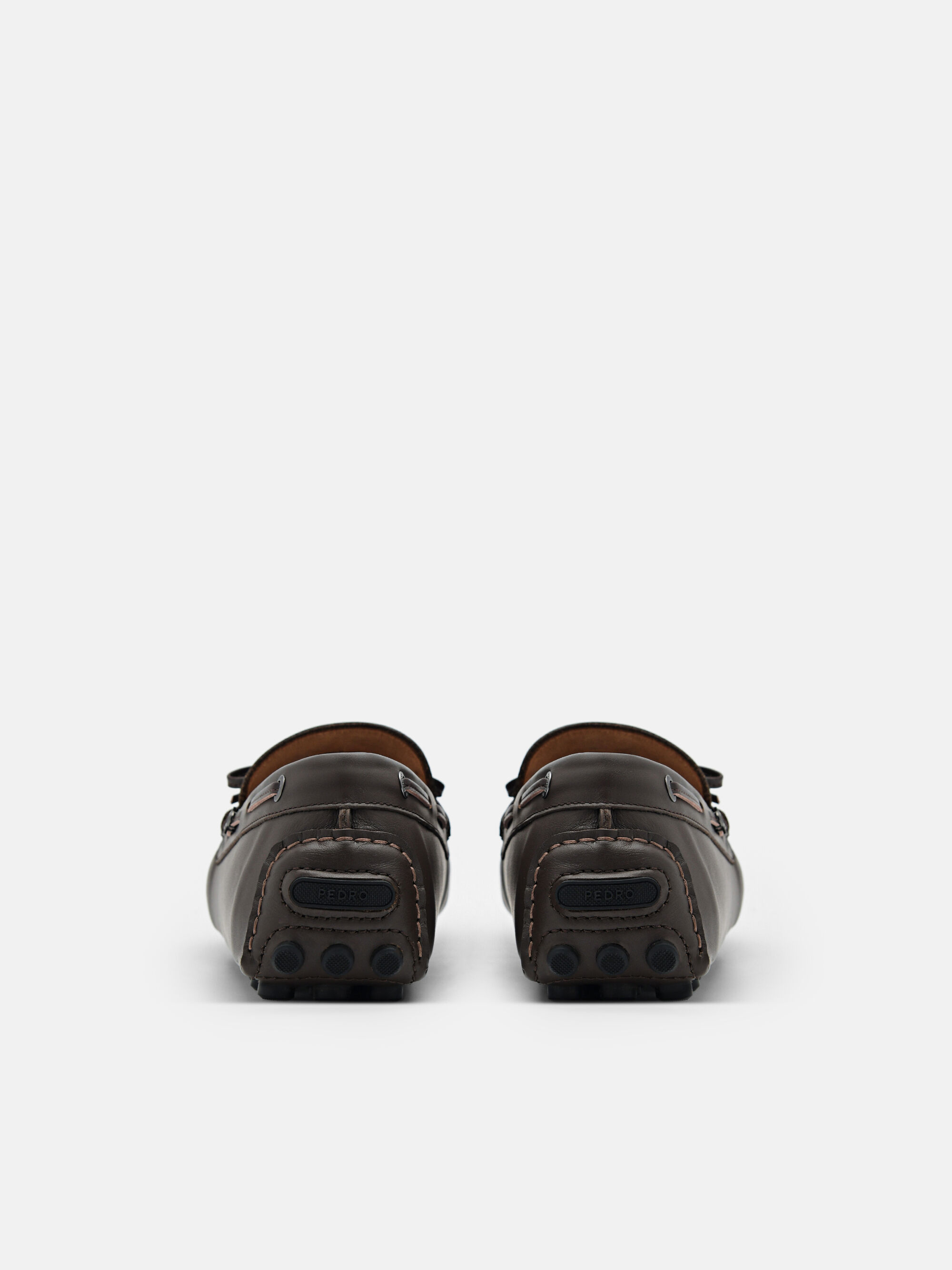 Leather Bow Driving Shoes, Dark Brown