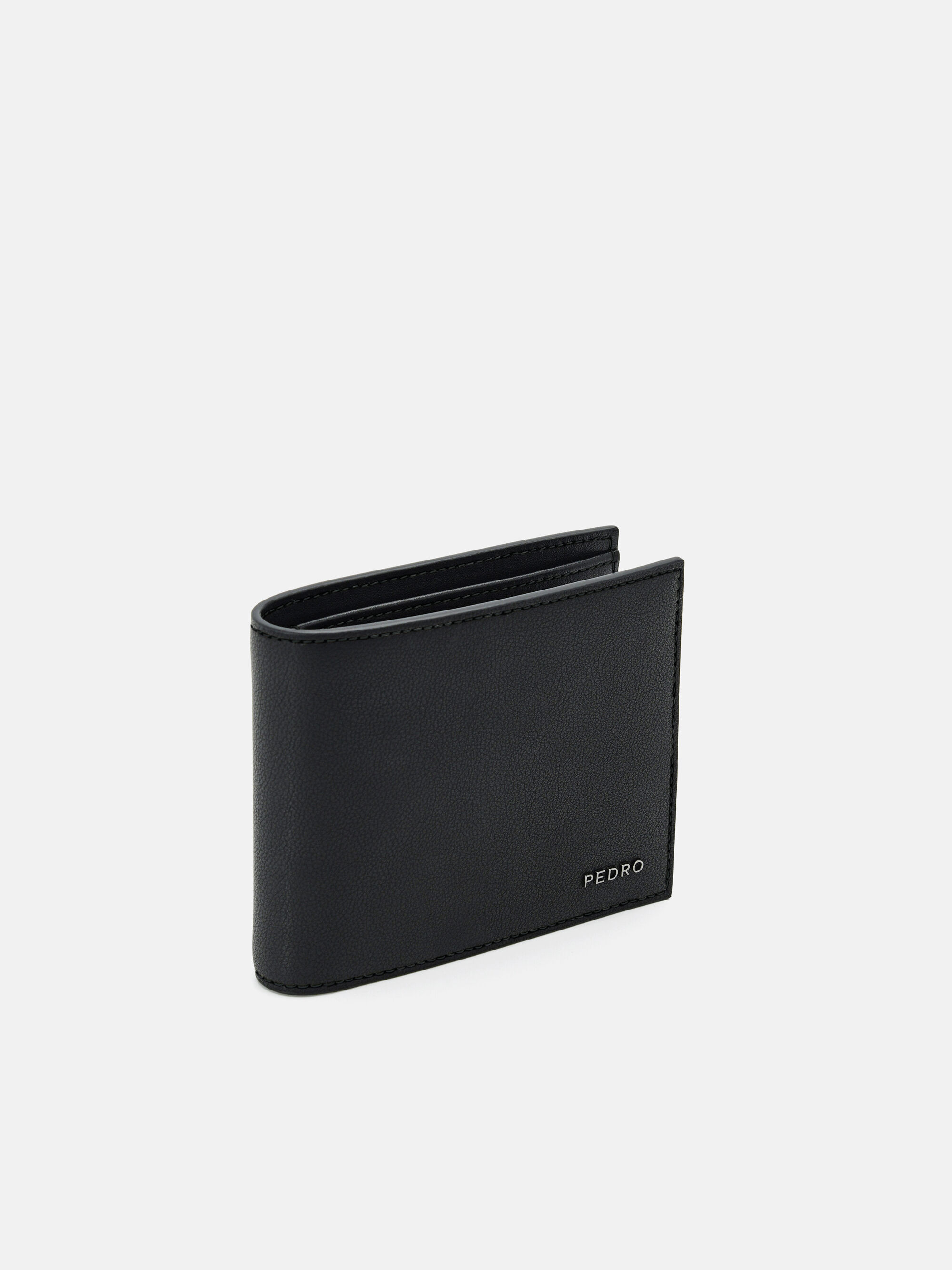 Leather Bi-Fold Coin Wallet, Black