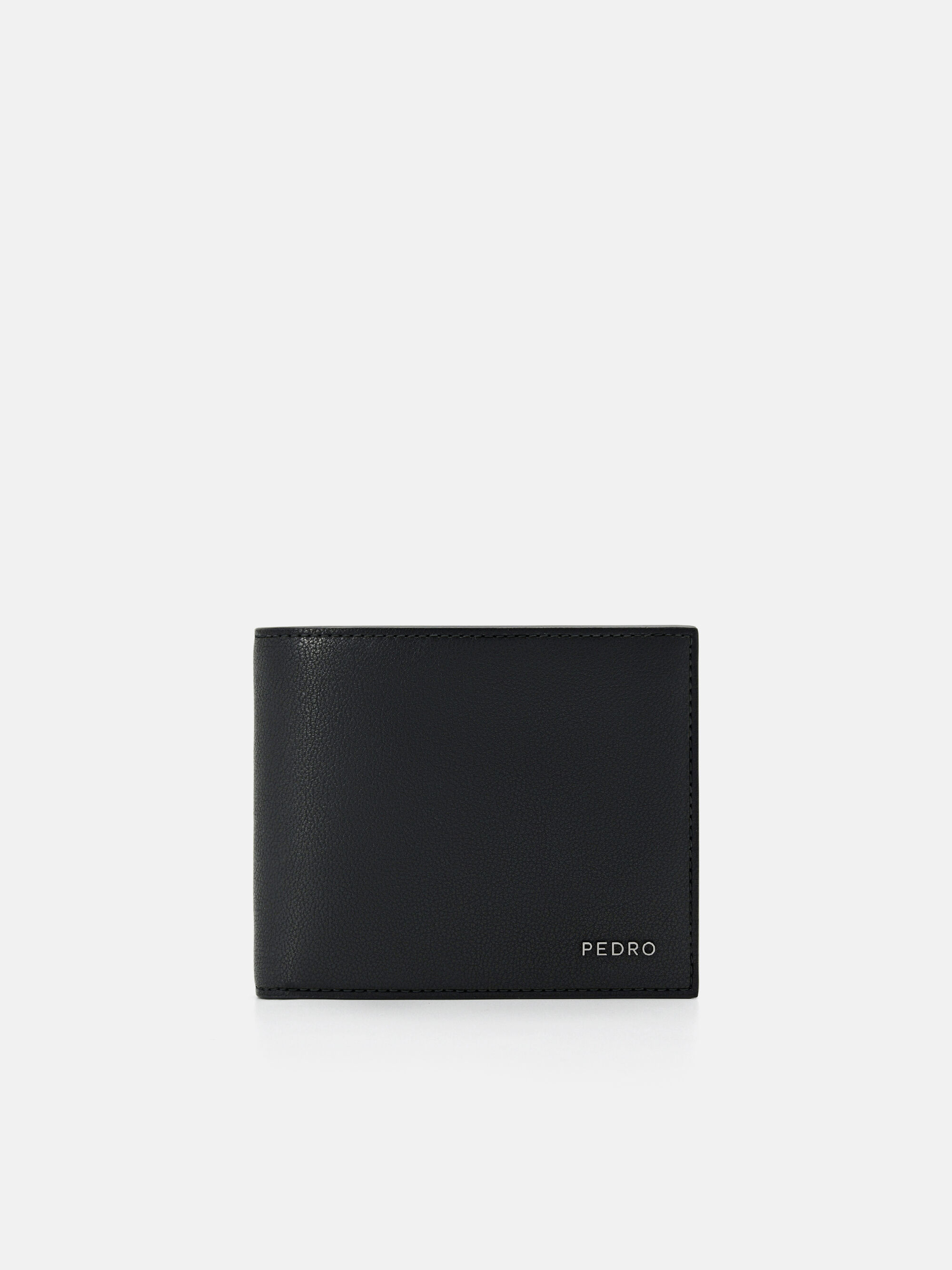 Leather Bi-Fold Coin Wallet, Black