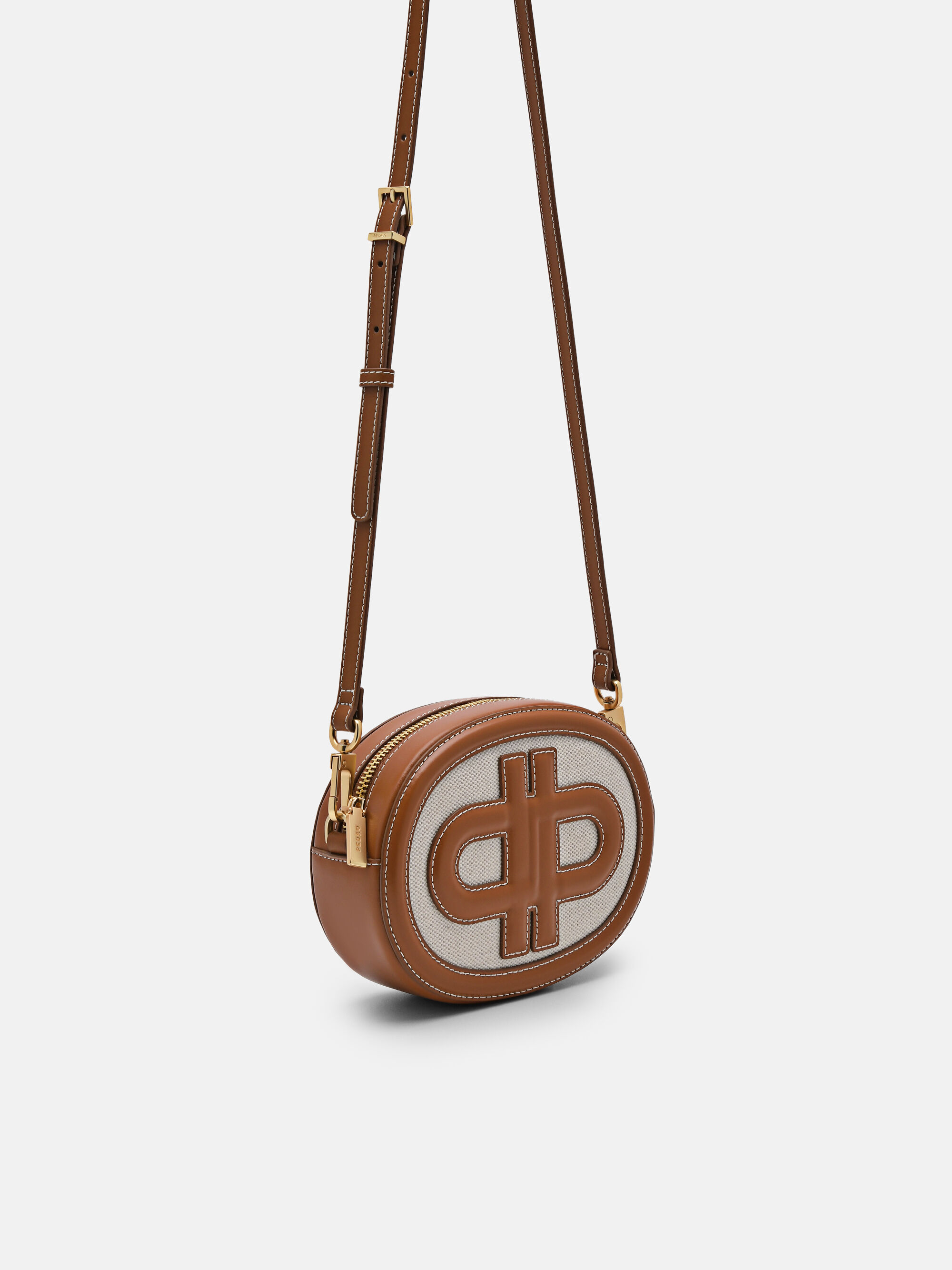 PEDRO Icon Round Leather Shoulder Bag, Cognac