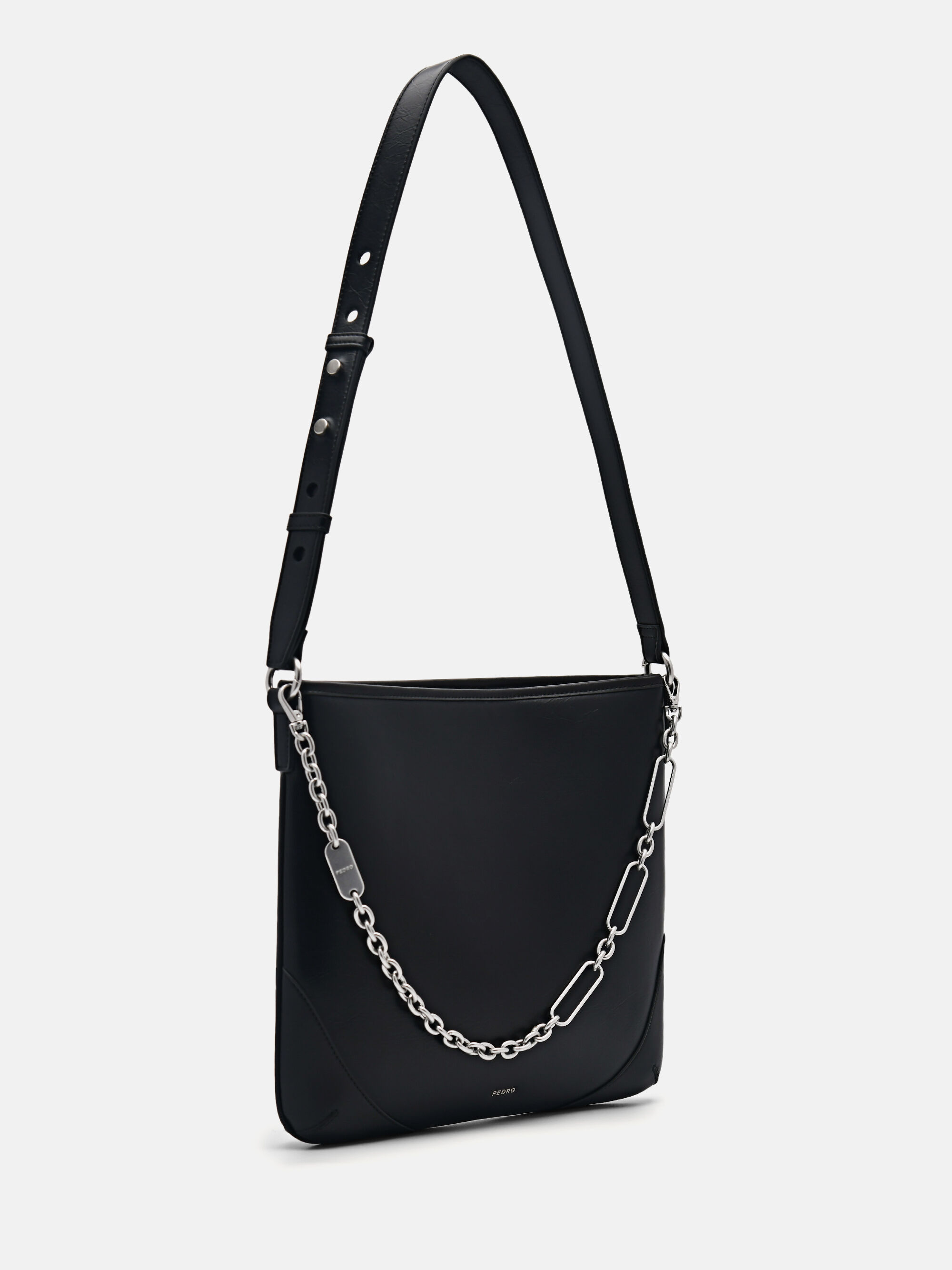 Chain Handle Hobo Bag, Black