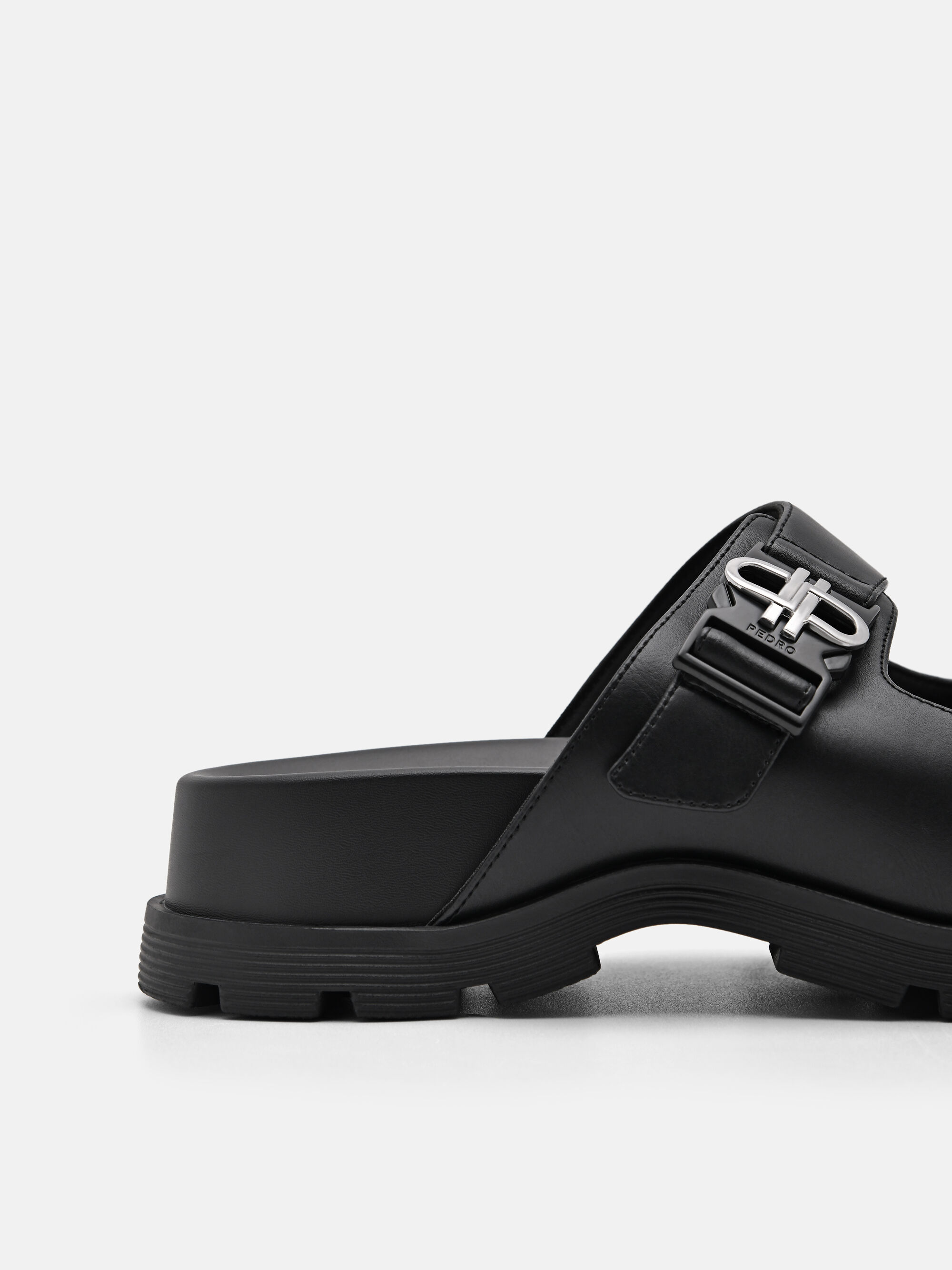 PEDRO Icon Buckle Sandals, Black