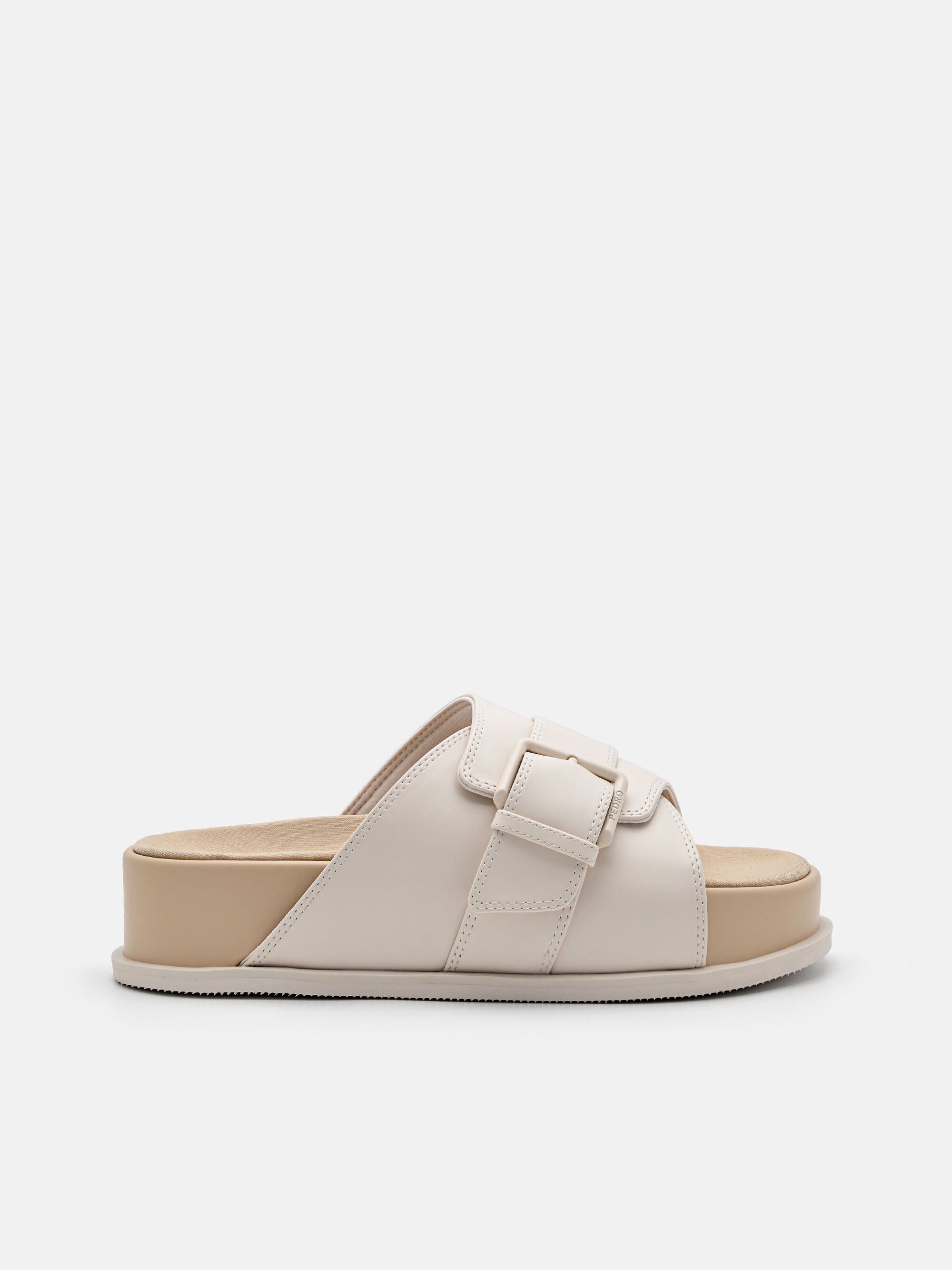 Buckle Slip-On Sandals, Chalk